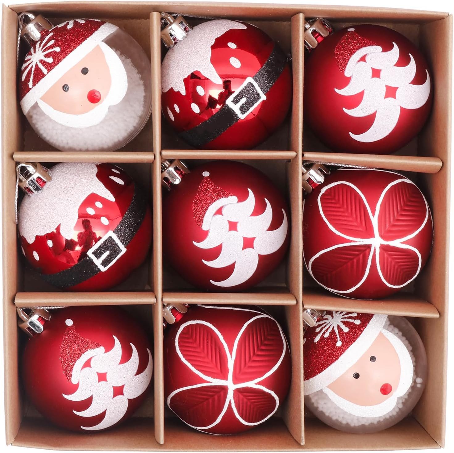 Coonoor Weihnachtsbaumkugel 9 Stücke Weihnachtskugeln Set,6cm Christbaumkugeln Set,Weihnachtsdeko