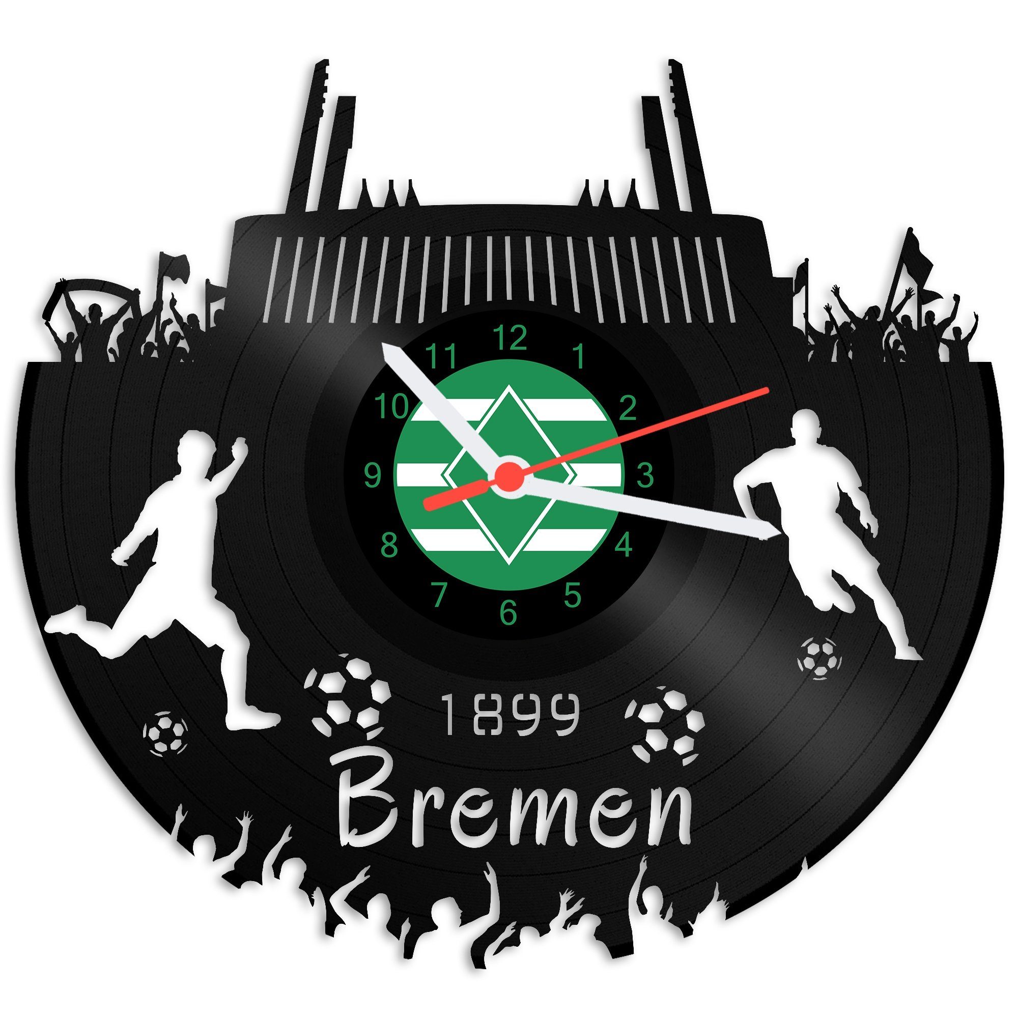GRAVURZEILE Wanduhr Schallplattenuhr Bremen - 100% Vereinsliebe - Fußball - günstig online kaufen