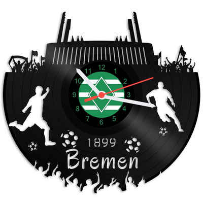 GRAVURZEILE Wanduhr Schallplattenuhr Bremen - 100% Vereinsliebe - Fußball -