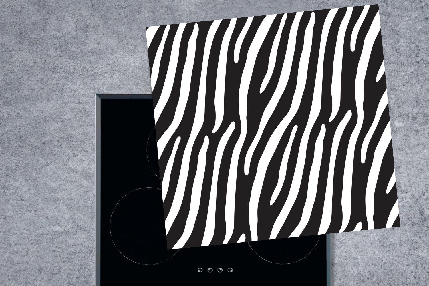 tlg), Herdblende-/Abdeckplatte Schwarz, - Zebradruck Ceranfeldabdeckung, Arbeitsplatte Vinyl, (1 für küche MuchoWow Tiere 78x78 - cm,