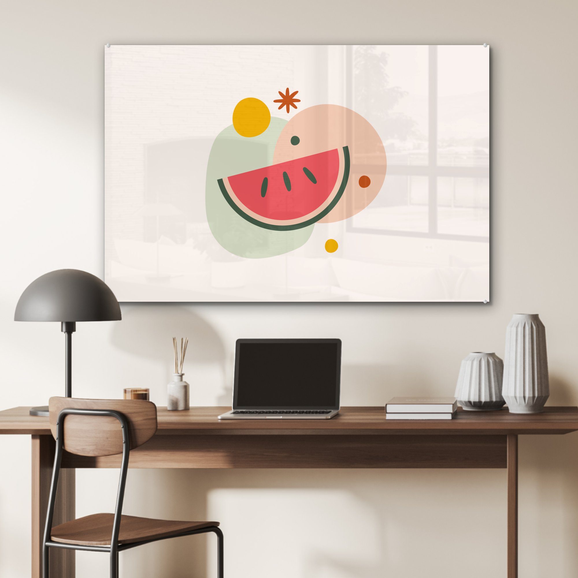 Pastell, & Acrylglasbilder Schlafzimmer - (1 Acrylglasbild Obst MuchoWow Wohnzimmer Wassermelone St), -