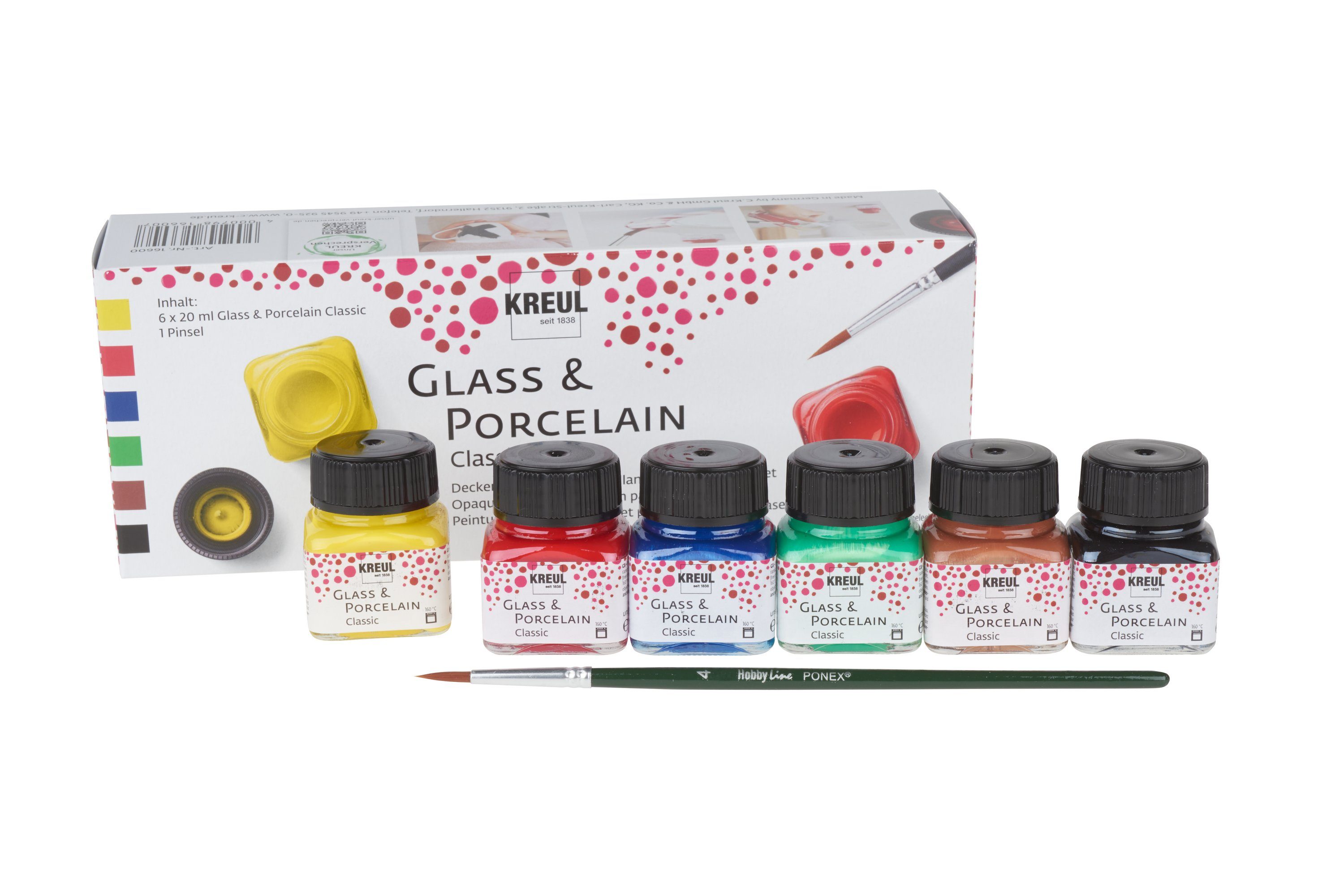 Kreul Bastelfarbe Glass & Porcelain Classic-Set, 6 Farben günstig online kaufen