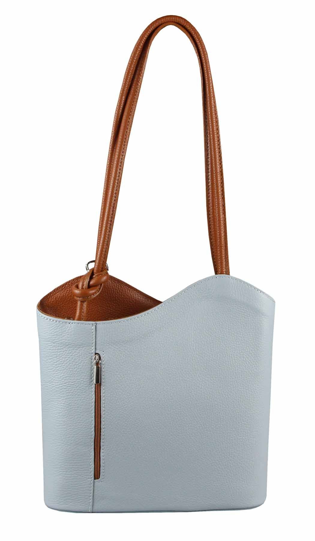 ITALYSHOP24 Rucksack Made in Italy Damen Leder Tasche BackPack Schultertasche Daypack Reise, Leder Rucksack Handtasche Cityrucksack Stadtrucksack Ledertasche