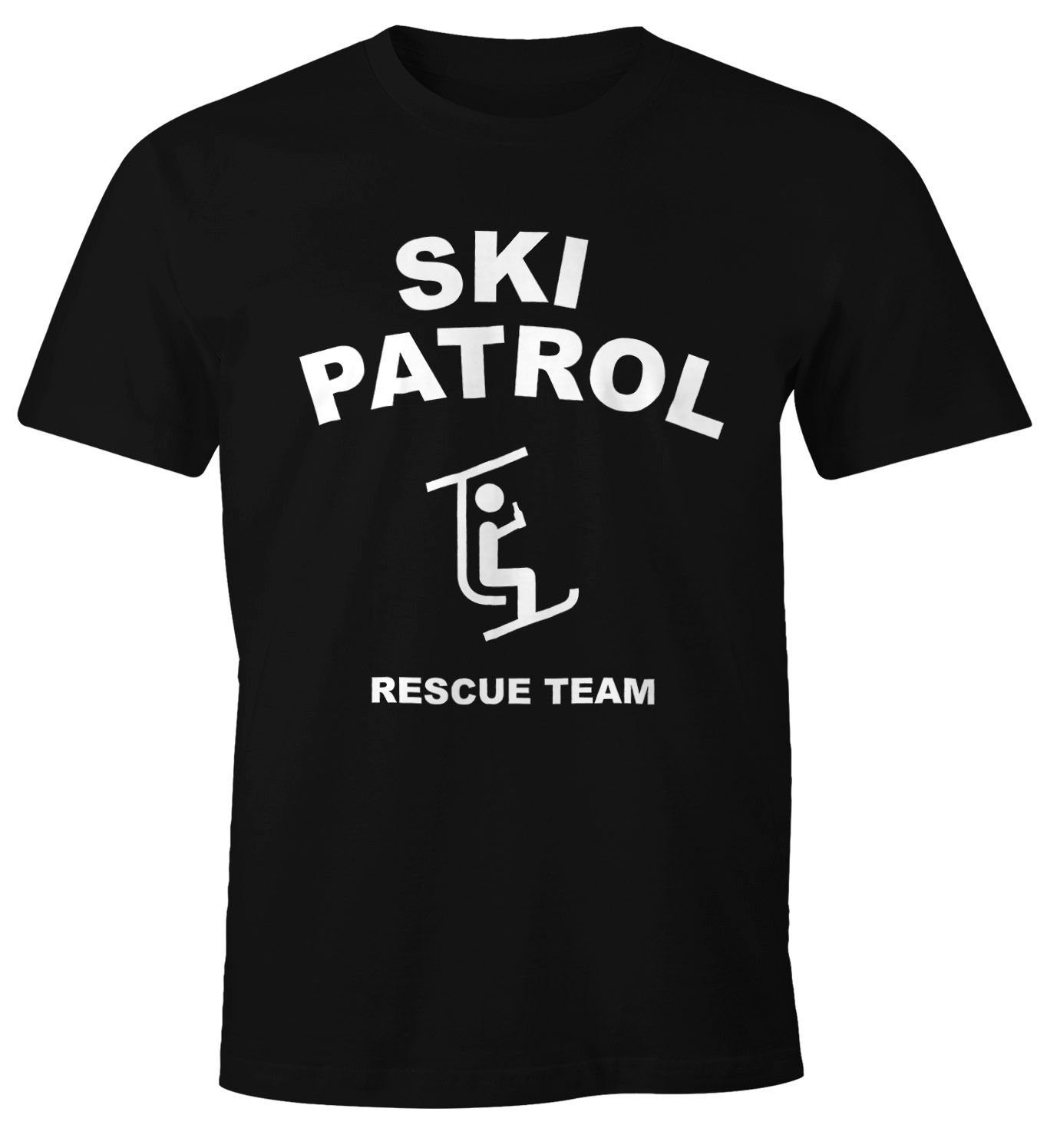 MoonWorks Print-Shirt Herren T-Shirt Apres-Ski Bier Lift Patrol Fun-Shirt Moonworks® mit Print schwarz