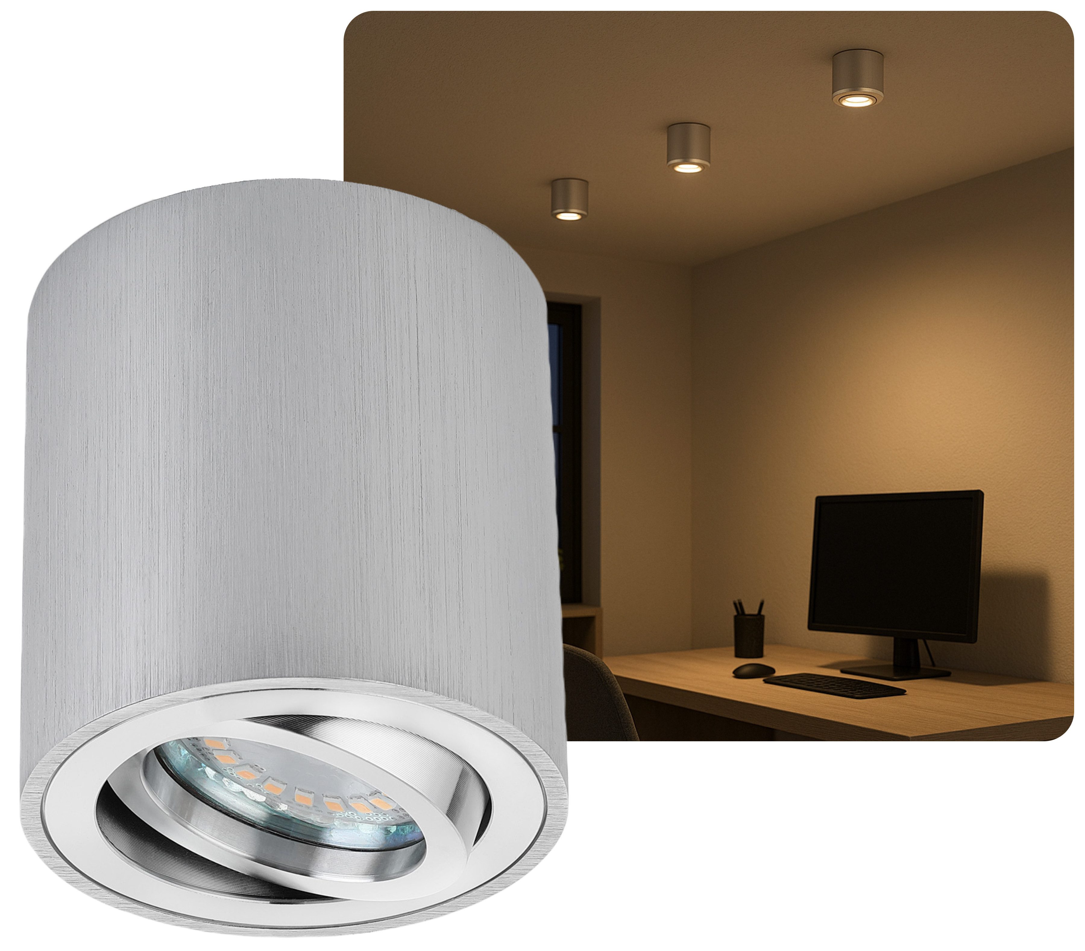 Sweet LED LED Deckenspots GU10 7W Aufbaustrahler 3000K warmweiß 530lm, schwenkbar, Leuchtmittel wechselbar, warmweiß, Deckenaufbauleuchte, Aufbaustrahler, Deckenspot