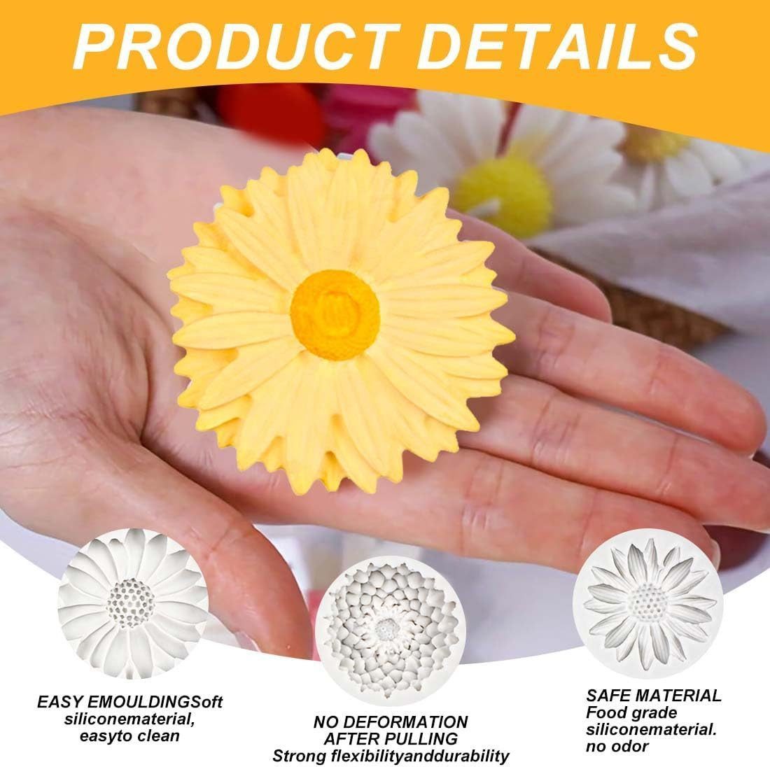 FELIXLEO Silikonform 4St Silikonformen Blumen 3D Kerzen Gießform Für DIY Kerzen Seife., (12-tlg)