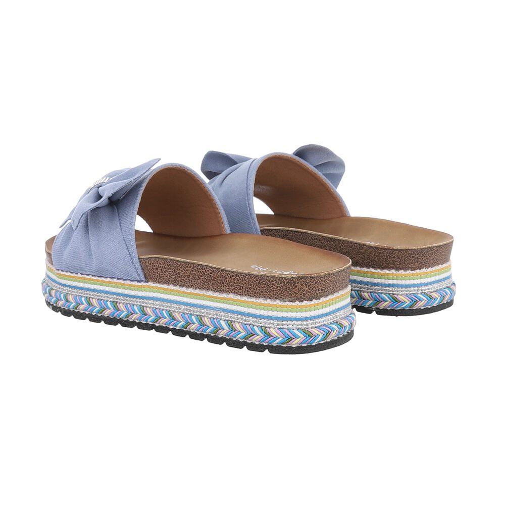 Ital-Design Damen Mules Freizeit Plateausandaletten (86017154) Flach Pantoletten in Hellblau