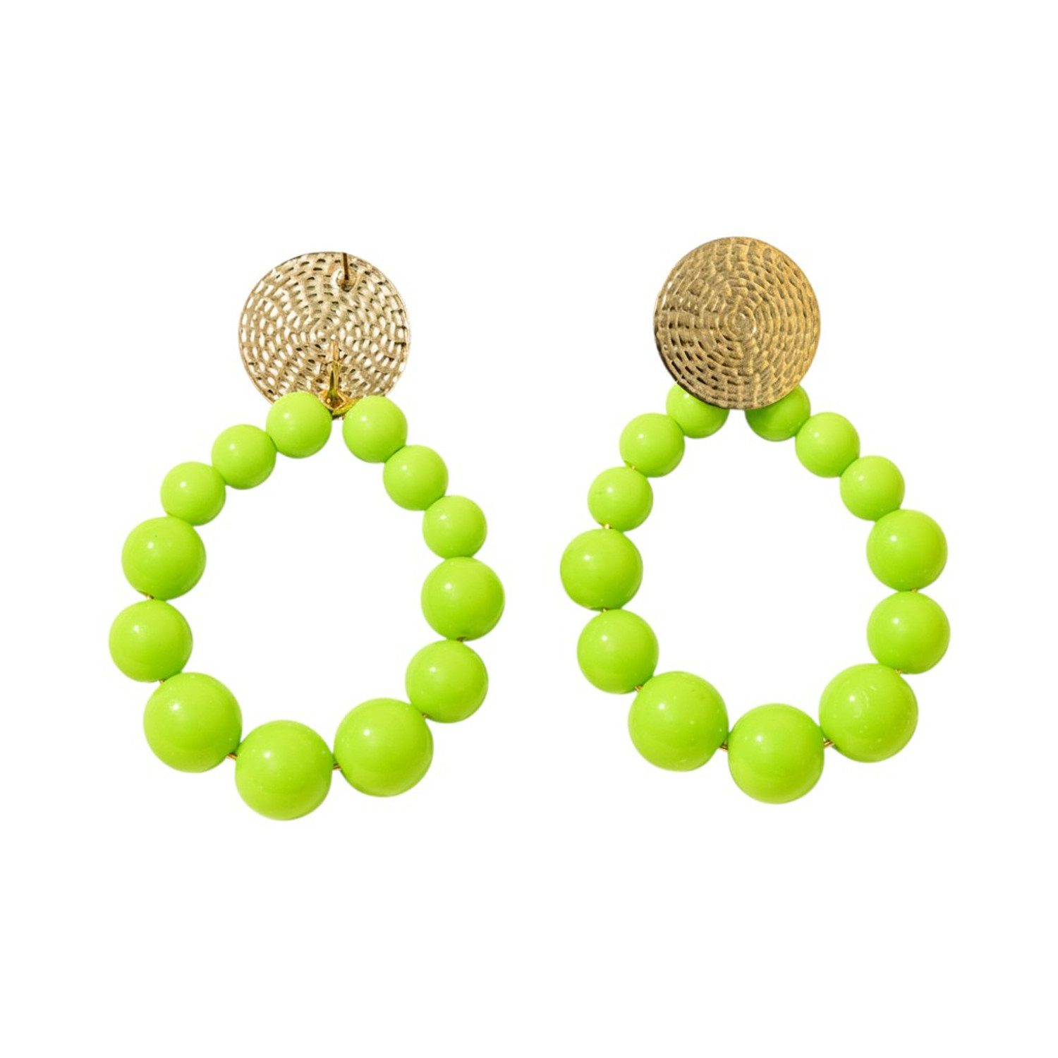 KARMA Perlenohrringe XL Damen Ohrringe vers. Farben bunt 7 cm (Statement-Ohrschmuck Acrylperlen, 2-tlg., Sommer Accessoire), Acryl modern Damenohrringe groß