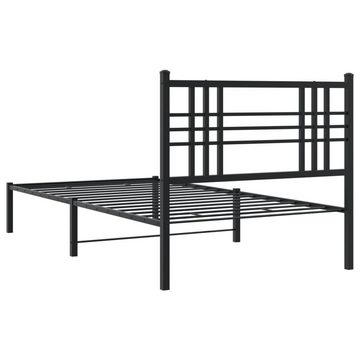 vidaXL Bett Bettgestell mit Kopfteil Metall Schwarz 90x200 cm