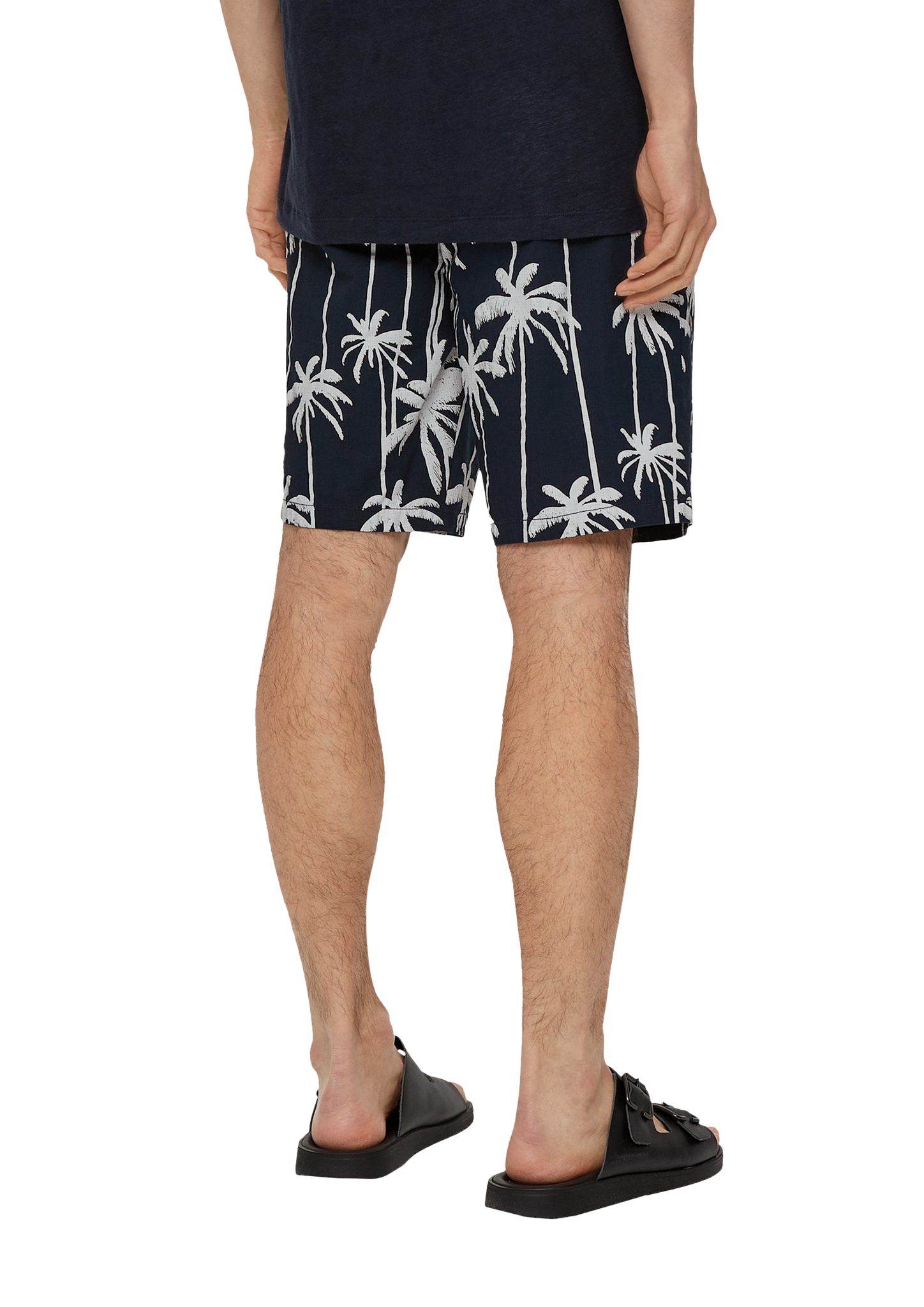 mit Jogger s.Oliver Relaxed: All-over-Print Bermudas navy Durchzugkordel