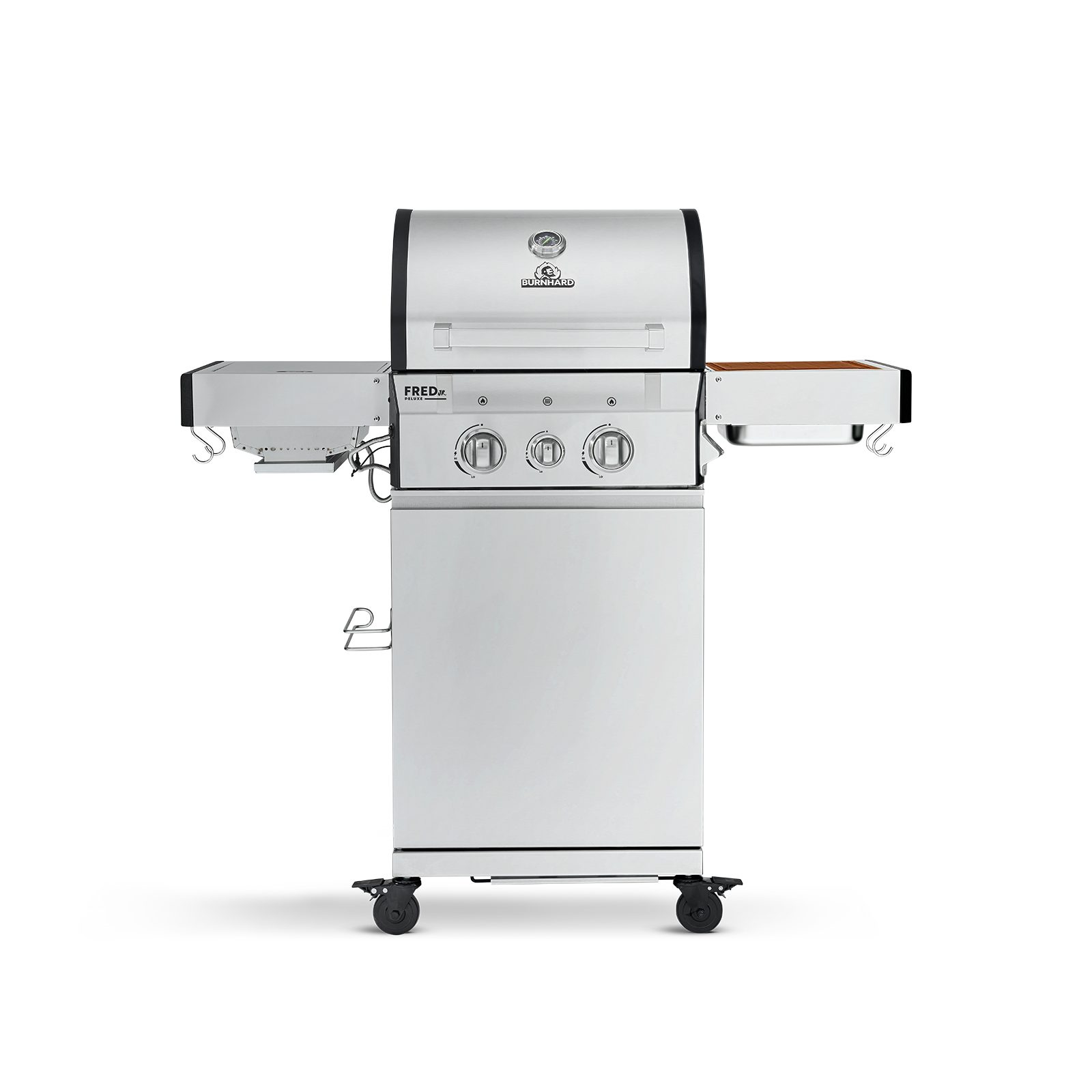 BURNHARD Gasgrill Fred Jr., 2-Brenner, 900 Grad Infrarot-Keramikbrenner, Series 3, 10,5 kW Gusseisenrost, Deluxe Edelstahl