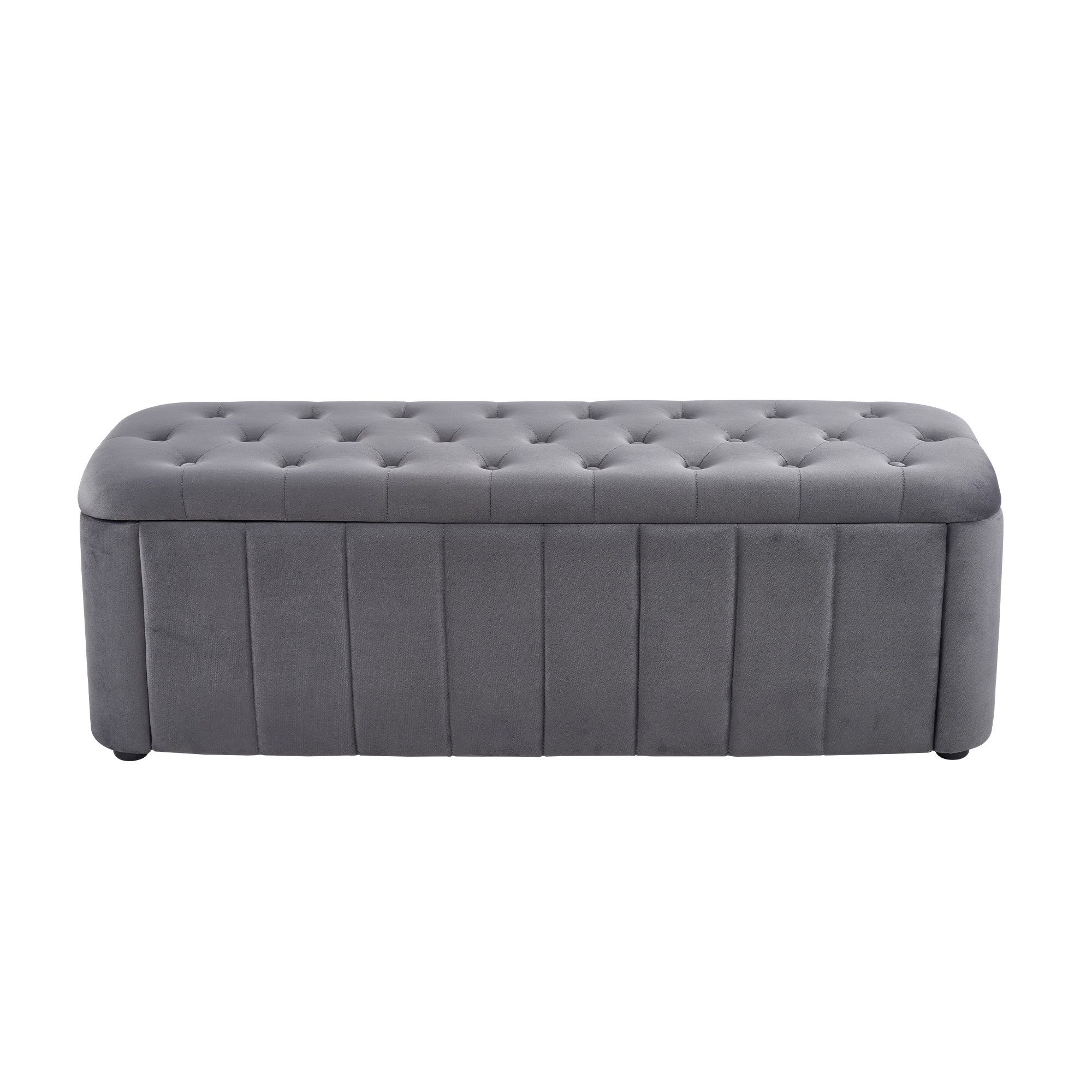 i@home Bettbank Polsterbank Sitzbank mit Stauraum (Velours mit Knopfheftung, abgerundete Ecken, 1-St., abnehmbarer Deckel), Flurbank, Schuhbank für Wohnzimmer & Schlafzimmer