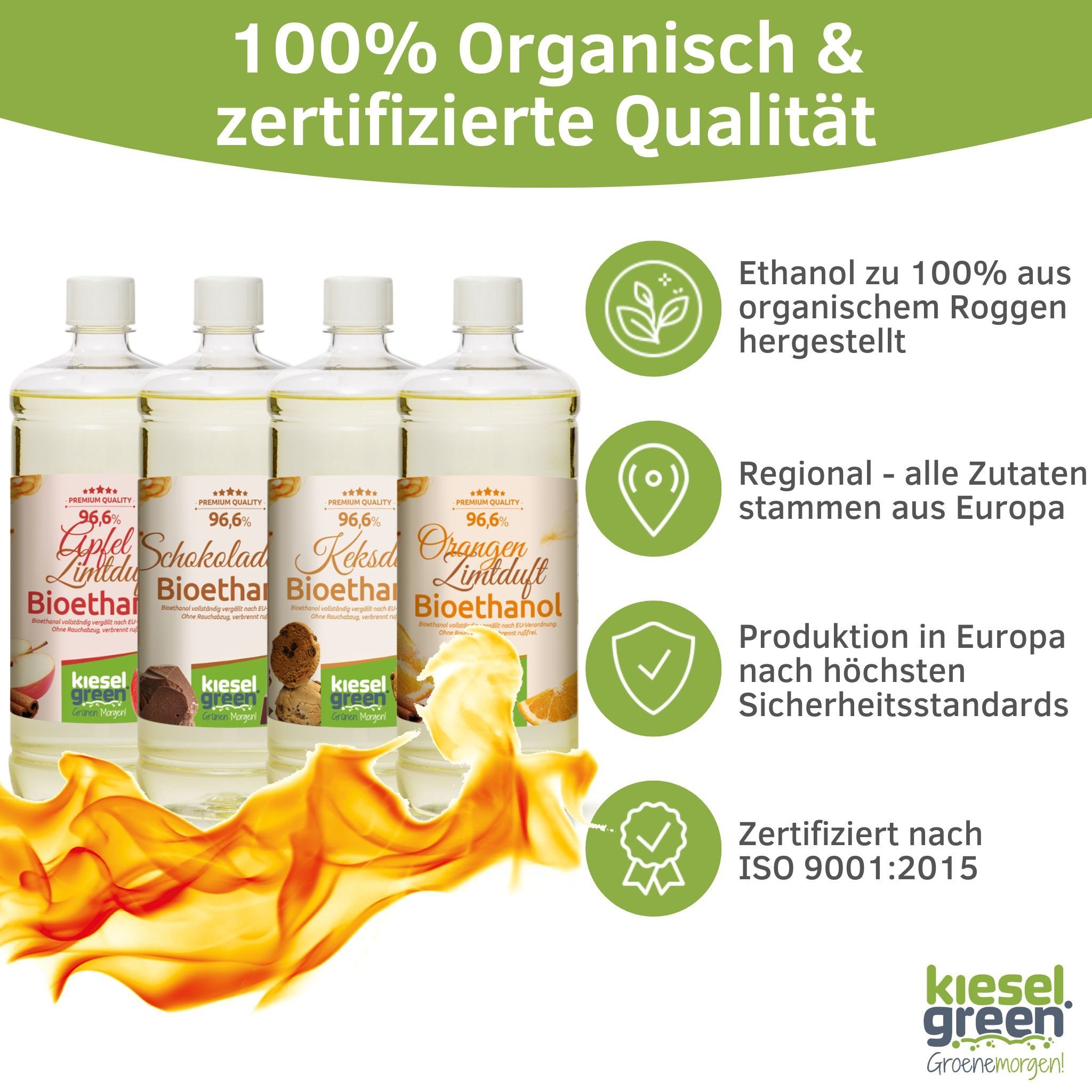 KieselGreen Bioethanol KieselGreen Bioethanol Flasche 12 x 1 Liter mit Duft für Ethanol-Kamin – Bild 3 von 5