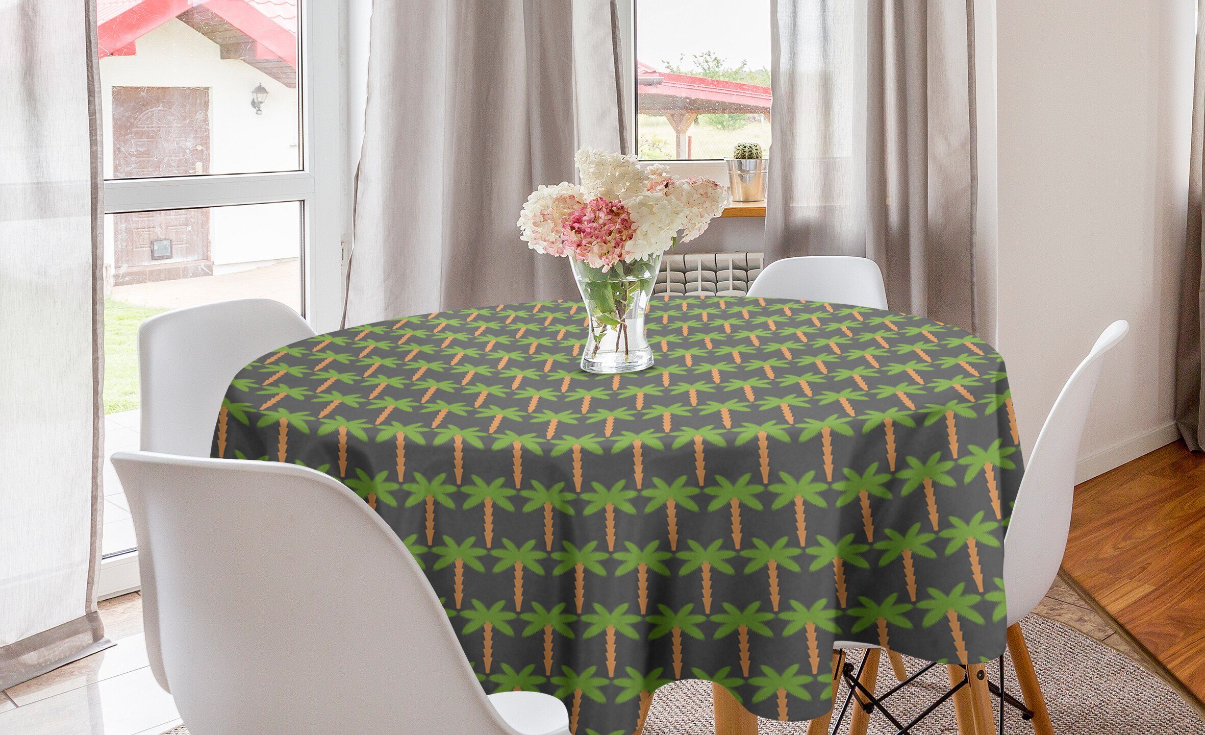 Exotisch Küche Dekoration, Abdeckung Tischdecke Hawaiian Kreis Abakuhaus Tischdecke Esszimmer für Palmen Jungle