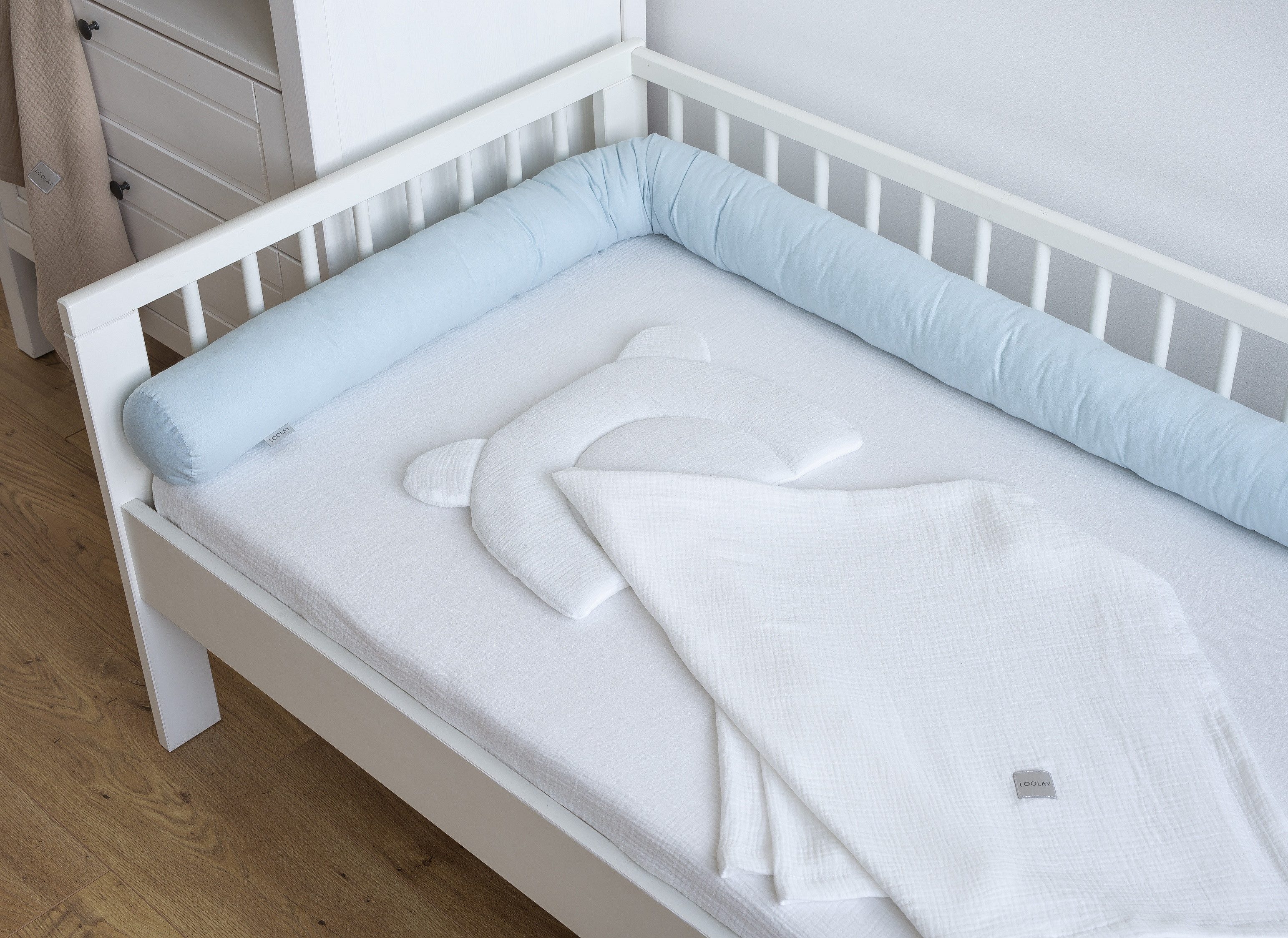 Loolay Nestchenschlange 100% BLAU Baumwolle Multifunktion PREMIUM Bettschla günstig online kaufen