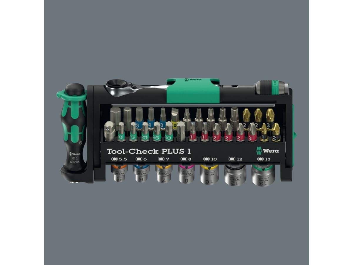 Wera Bit-Set Tool-Check PLUS 1, 39-St., Superkompaktes 39-teiliges Werkzeugset für Hand- und Maschinen-Einsatz