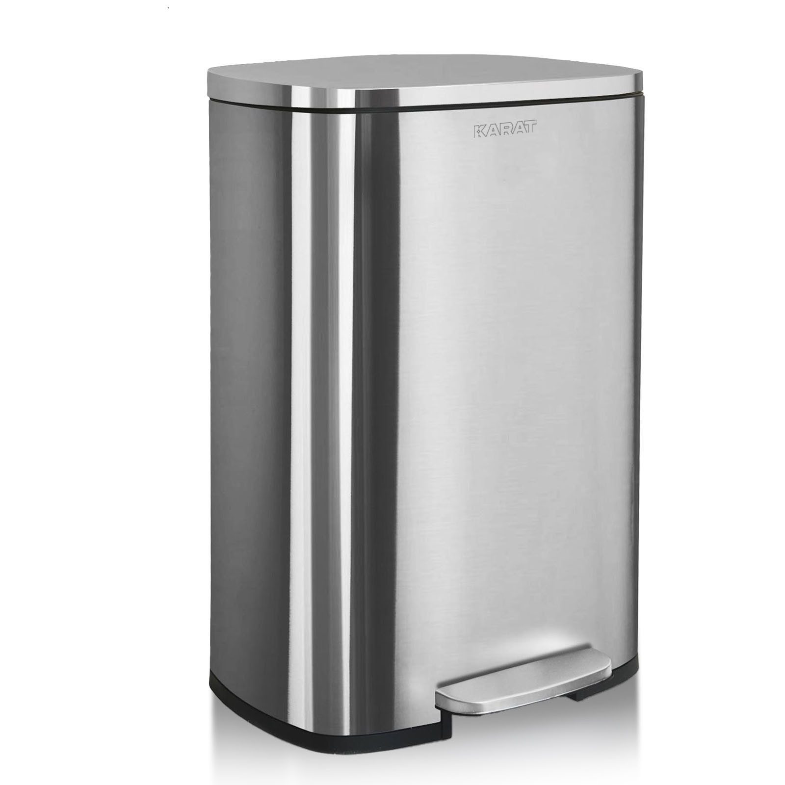 Karat Mülleimer Dustin, Abfalleimer aus Edelstahl, 2 Größen, Mit Absenkautomatik