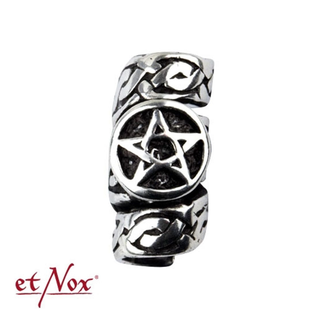 etNox Schleier Bartperle: Haarperle mit Pentagramm aus versilberter Bronze