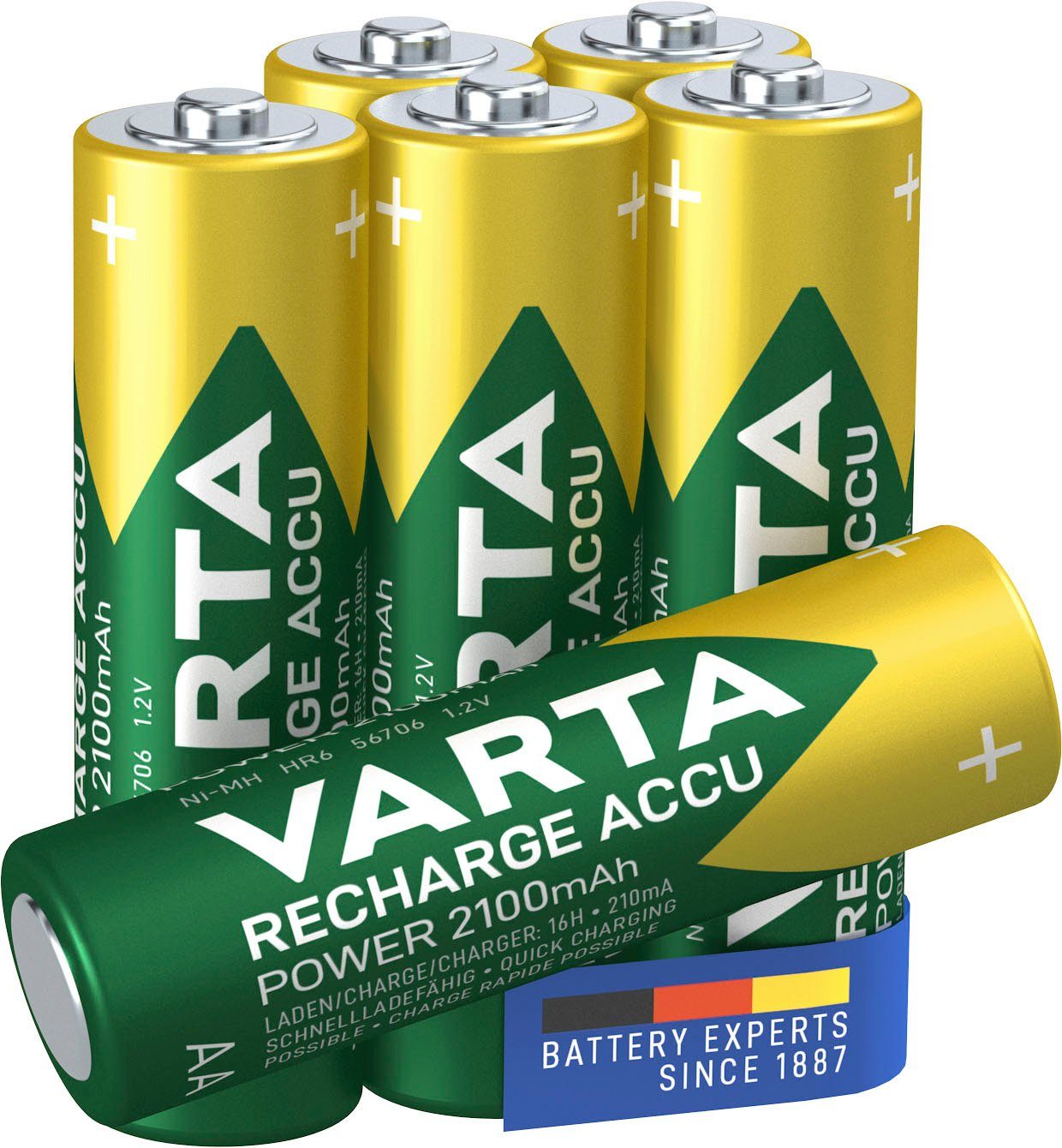 VARTA Recharge Accu Recycled AA 2100 mAh Akkupacks Mignon AA 2100 mAh (6 St)
