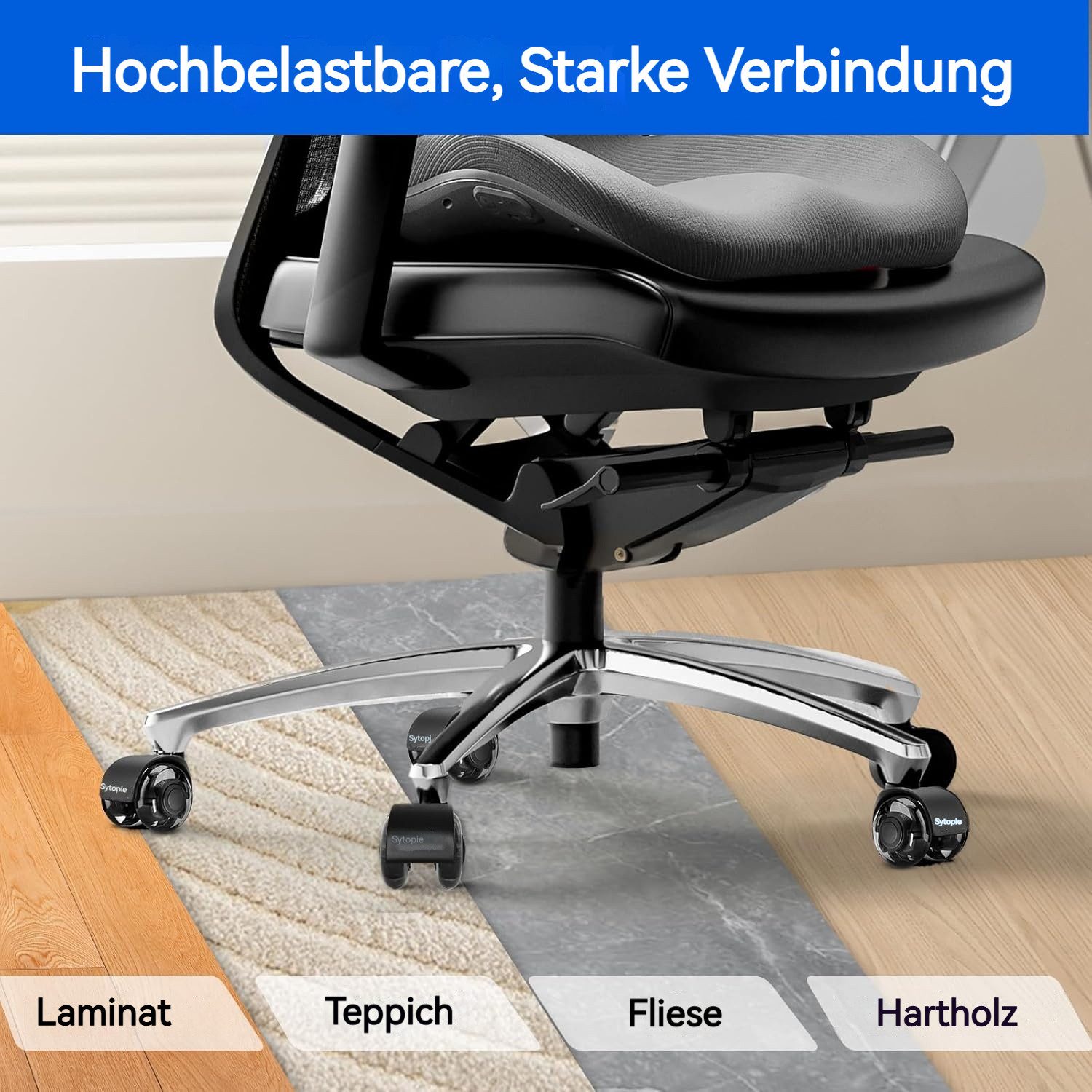 BlingBin Stuhlrolle 5er Set Universal Bürostuhlrollen, Leise Gummirollen fü günstig online kaufen