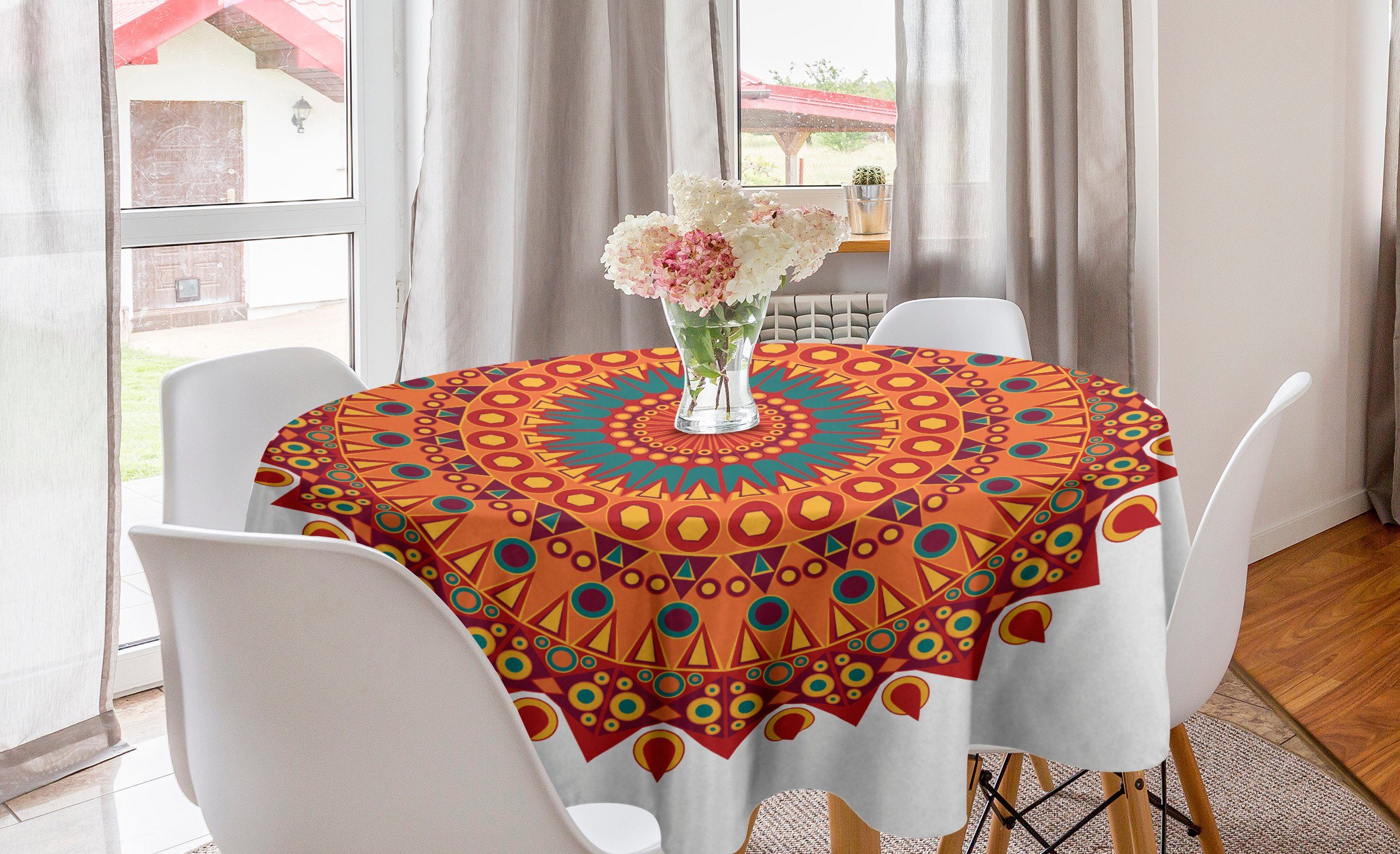 Tischdecke Küche Kultur Kreis Tischdecke Dekoration, Mandala Orientalische Abakuhaus Medaillon Esszimmer Abdeckung für