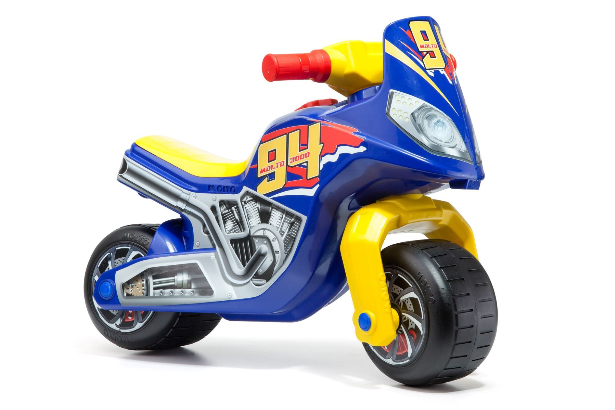MOLTO Rutschmotorrad Kinder ab 1 Jahr, Laufrad stabil Rutschfahrzeug blau-gelb, für Kinder ab 1 Jahr