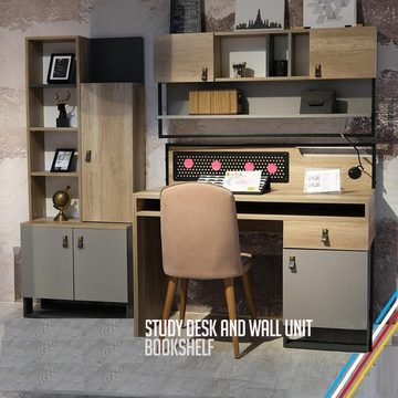 JVmoebel Jugendzimmer-Set Designer Jugendzimmer Schlafzimmer Bett Nachttisch Schreibtisch 3tlg., (3-St., 1x Bett + 1x Nachttisch + 1x Schreibtisch), Made in Europa