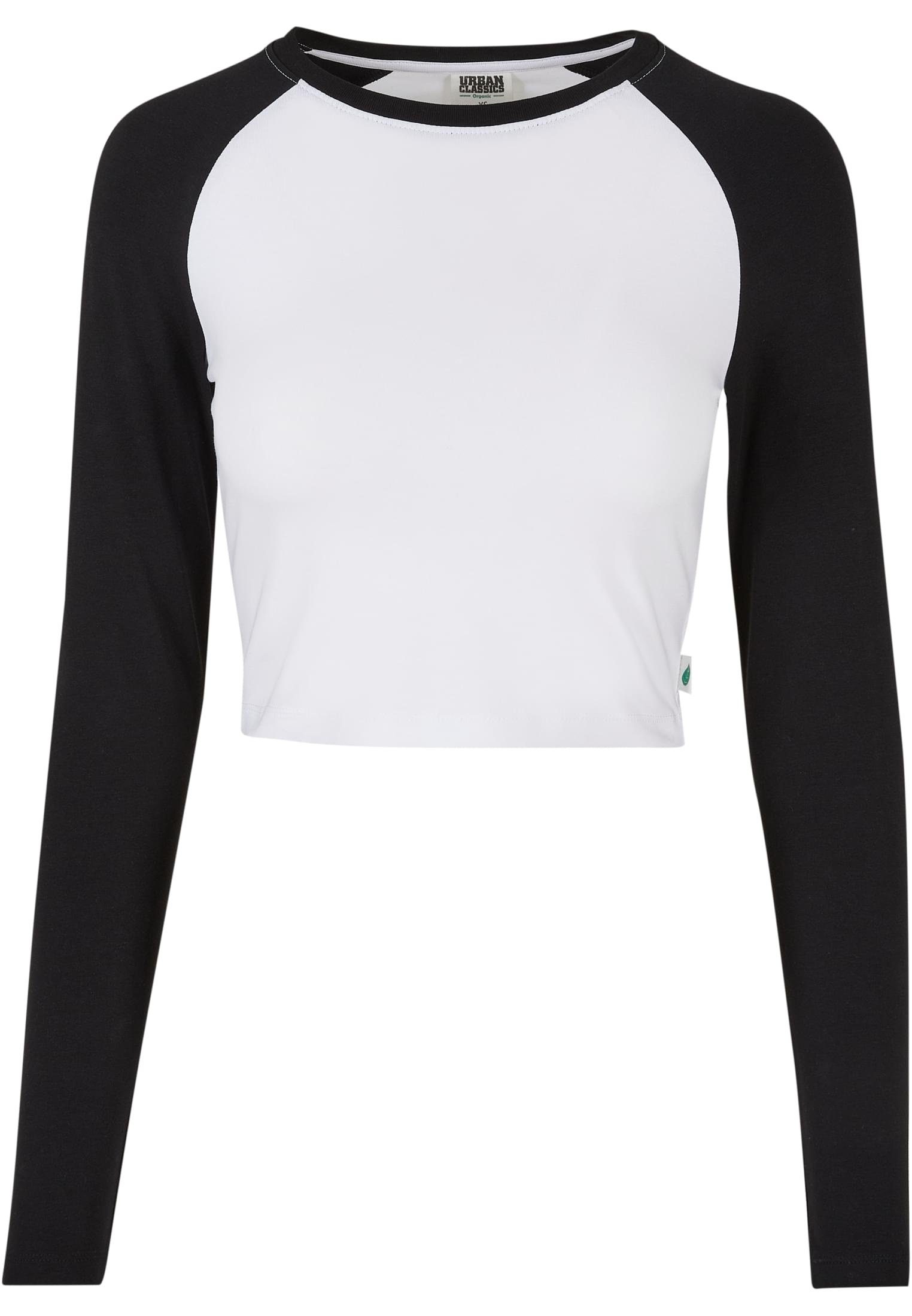 white/black Langarmshirt Longsleeve Ladies Damen Organic CLASSICS URBAN Baseball (1-tlg) Retro Cropped