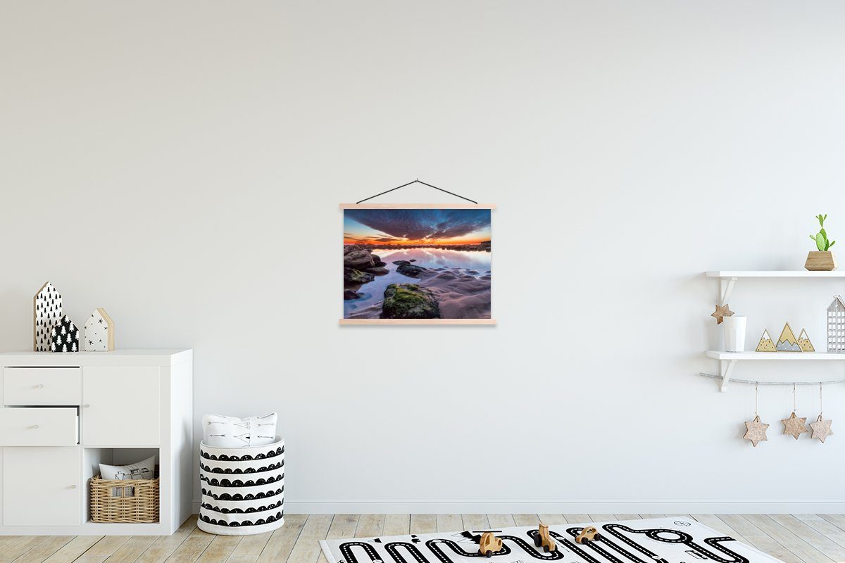 MuchoWow Poster Felsen - Wasser - Natur, (1 St), Posterleiste, Textilposter für Wohnzimmer, Bilderleiste, Magnetisch