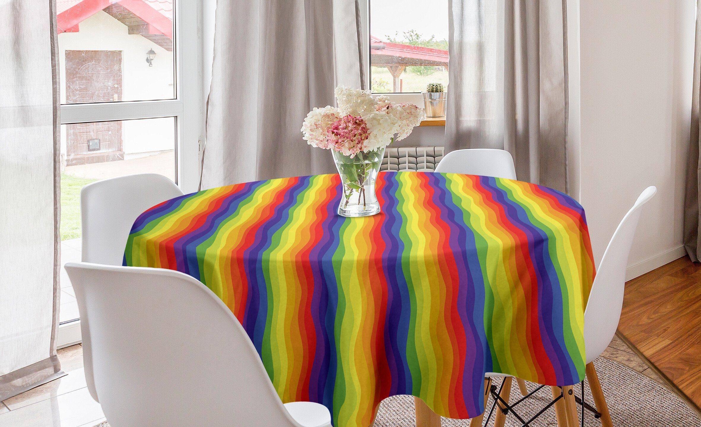Dekoration, Tischdecke Abakuhaus Abdeckung Geschlecht Küche Flagge Kreis Thema Esszimmer Stolz für Tischdecke Regenbogen