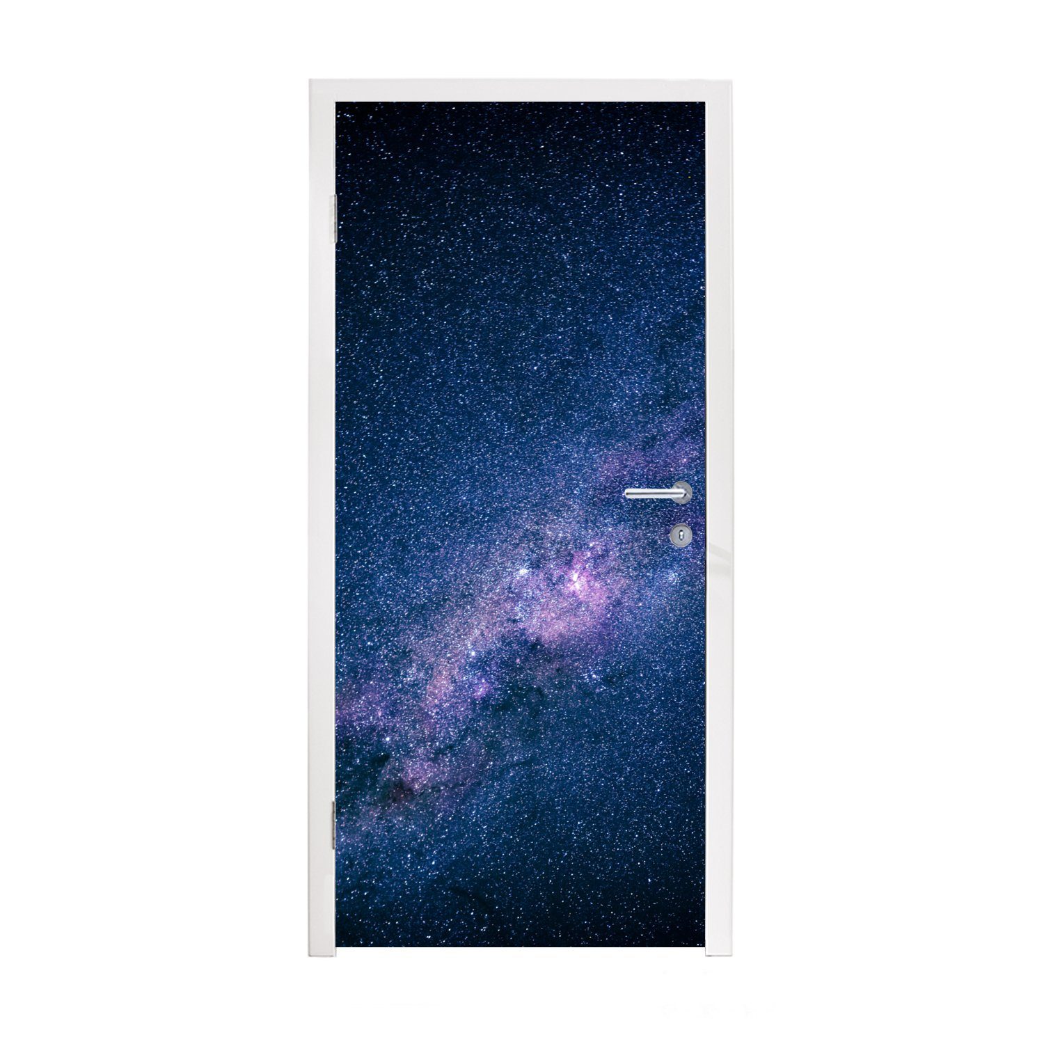 MuchoWow Türtapete Galaxie - Sterne - Weltraum - Jungen - Mädchen - Kinder, Matt, bedruckt, (1 St), Selbstklebende Tapete, Folie für Möbel, 75x205 cm