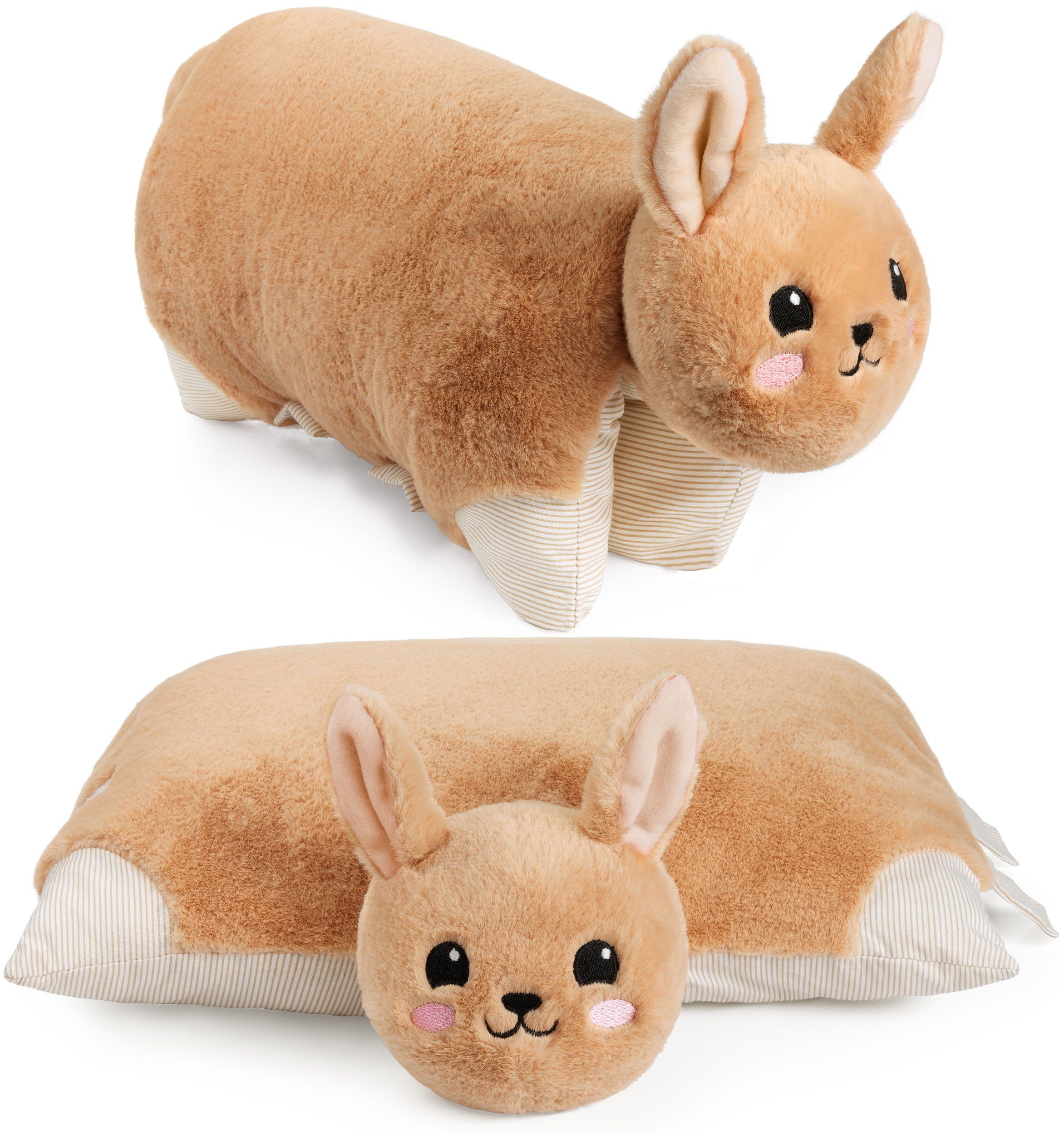 BRUBAKER Kuscheltier Kuscheltierkissen Hase - 2 in 1 Plüschtier und Kuschel günstig online kaufen