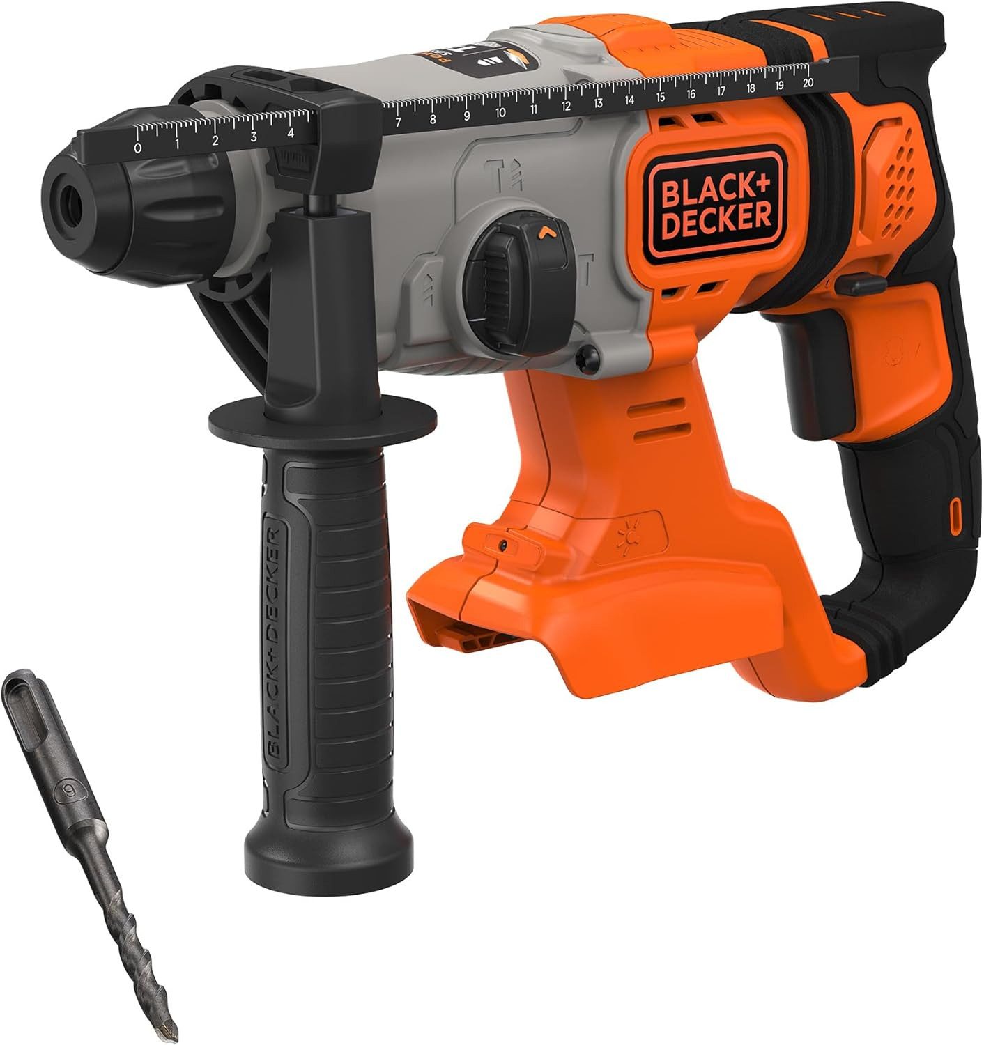 Black + Decker Akku-Bohrhammer 18V Akku-SDS-Plus-Bohrhammer, 1.2J Schlagenergie ohne akku, (1-tlg)