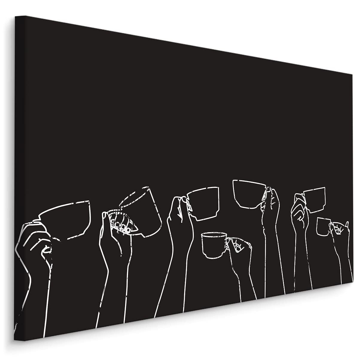Muralo Leinwandbild Küche – Leinwandbild Wandbild Kunstdruck Wohnzimmer, Küche (1 St), Kaffee – Becher – Tassen, 70 x 50 cm, aufhängefertig