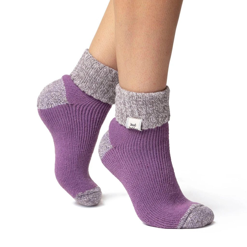 Thermosocken Damen-Schlafsocken mit umgeschlagenem Rippenoberteil