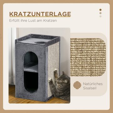 PawHut Kratzbaum Katzenturm, Katzenkratzbaum mit 2 Höhlen, BxLxH: 45 x 45 x 81 cm