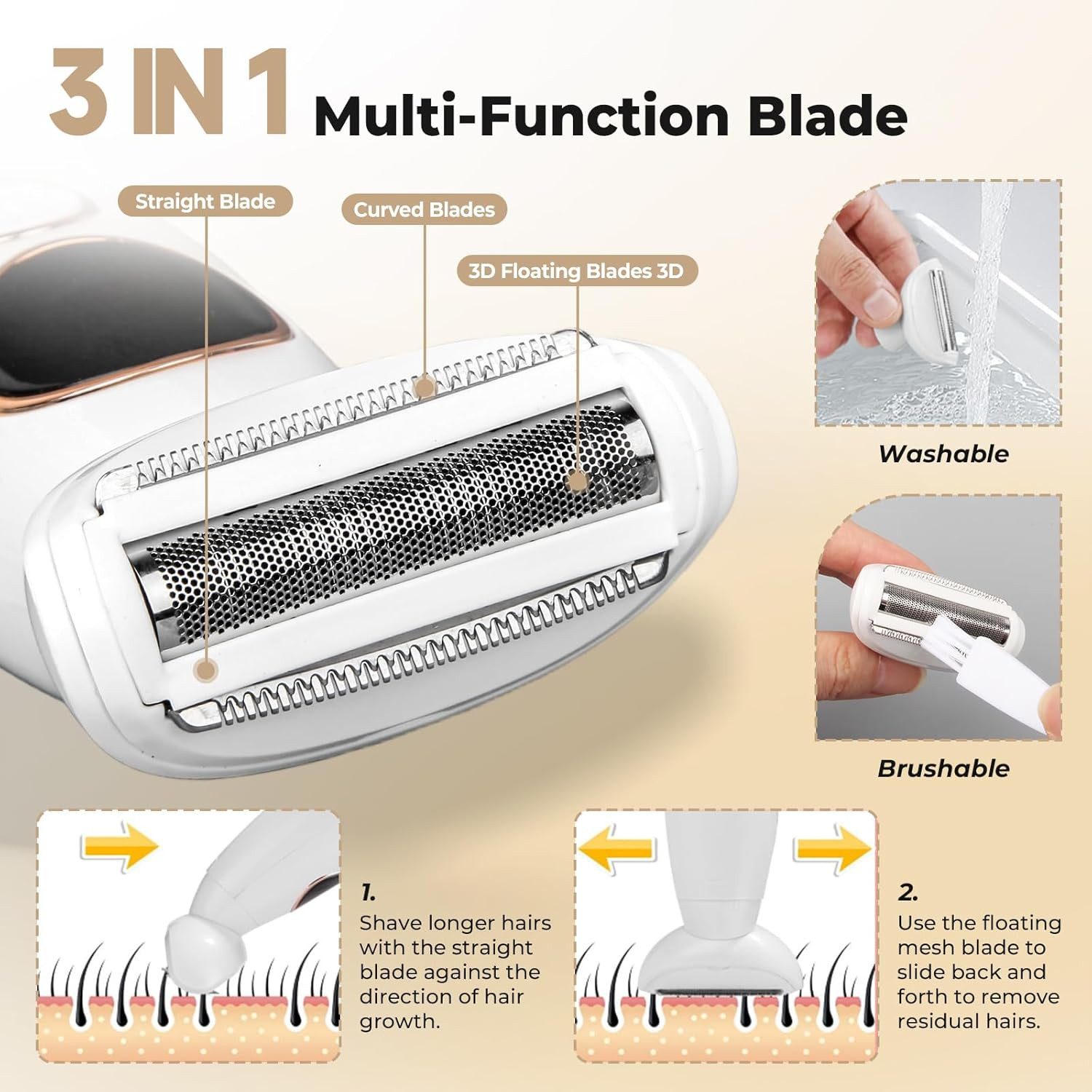 inschimmer Epilierer 5-in-1 Intimrasierer Rasierer Damen Elektrisch mit USB Ladestation, Damenrasierer für Intimbereich, Gesicht, Bikini & Körper – Bild 4 von 5