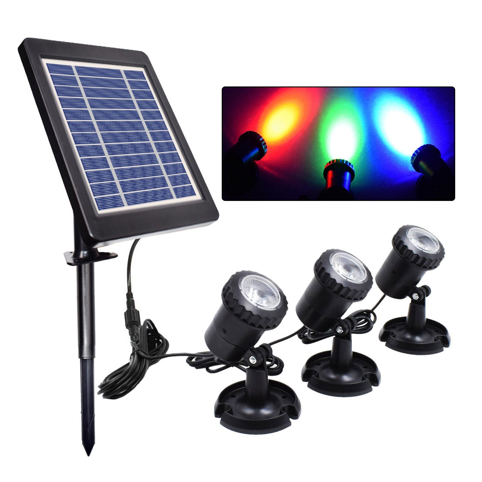 Tidyard LED Solarleuchte LED Gartenstrahler, Solar, LED Lampenperlen, RGB, Farbiges, Warmweiß, Wasserdichte