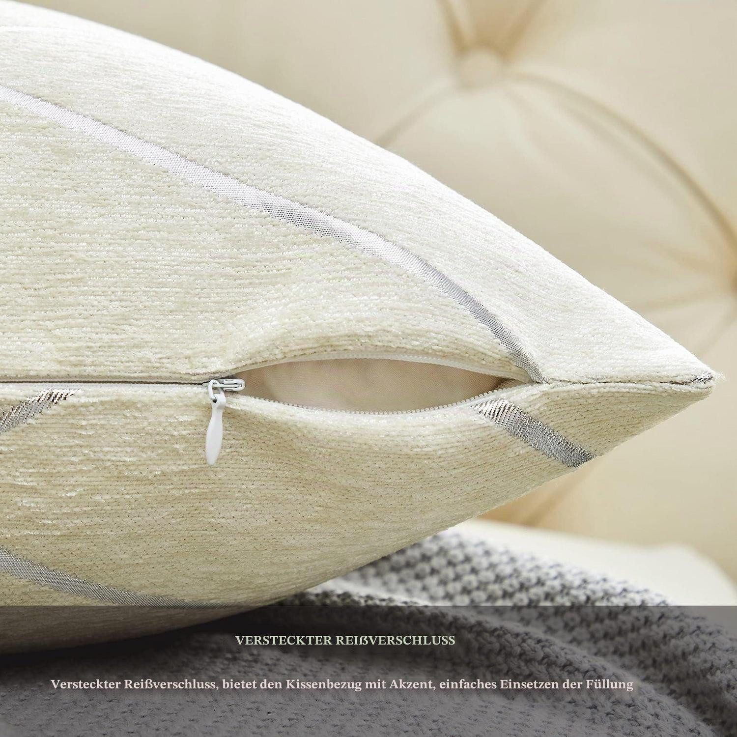 LuxusKollektion Kissenbezug Kissenbezug 2er Set 60x60cm Creme Samt, (2 Stück)