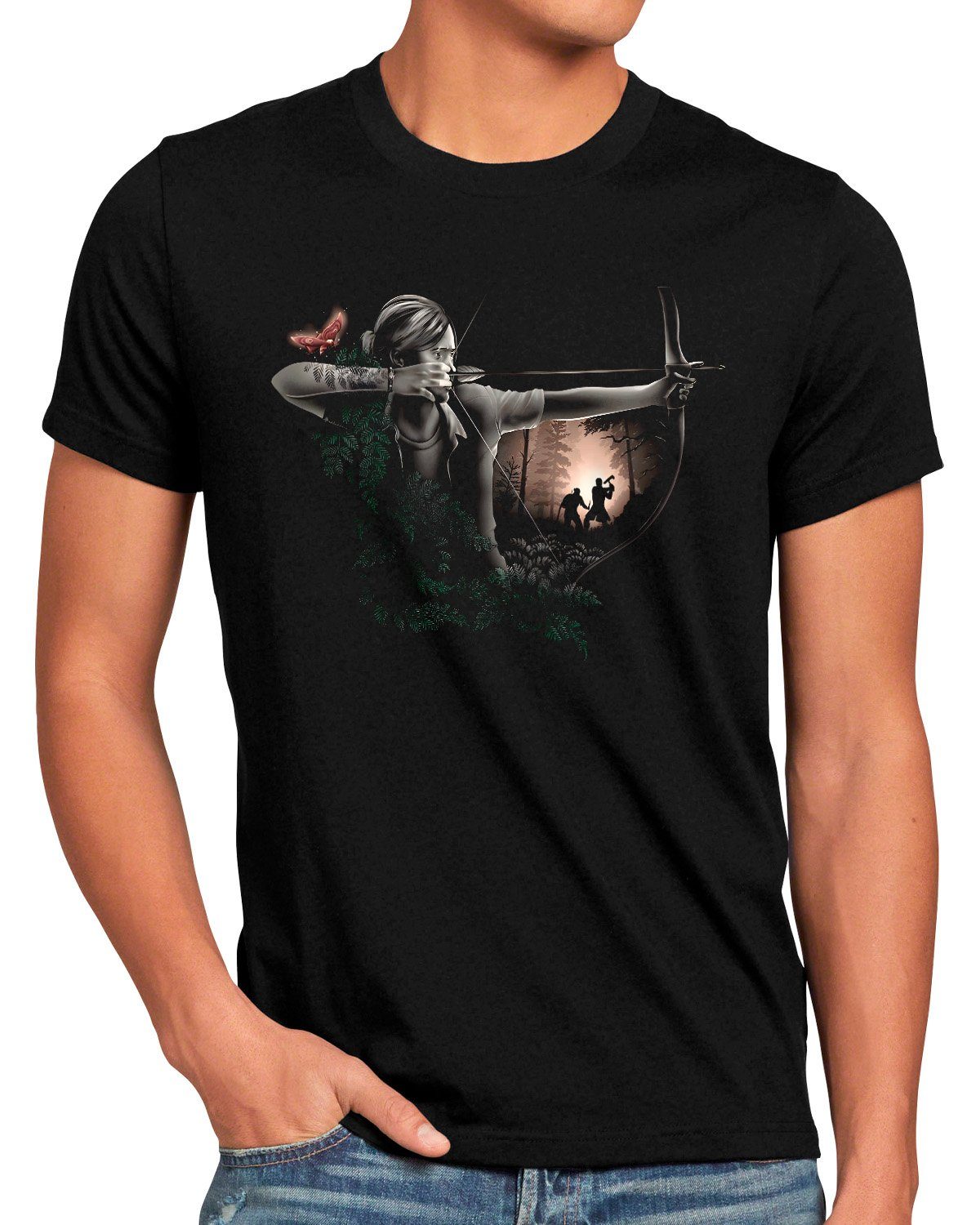 style3 Print-Shirt Herren T-Shirt Ellie in Action the last of us tv videospiel ps4 ps5