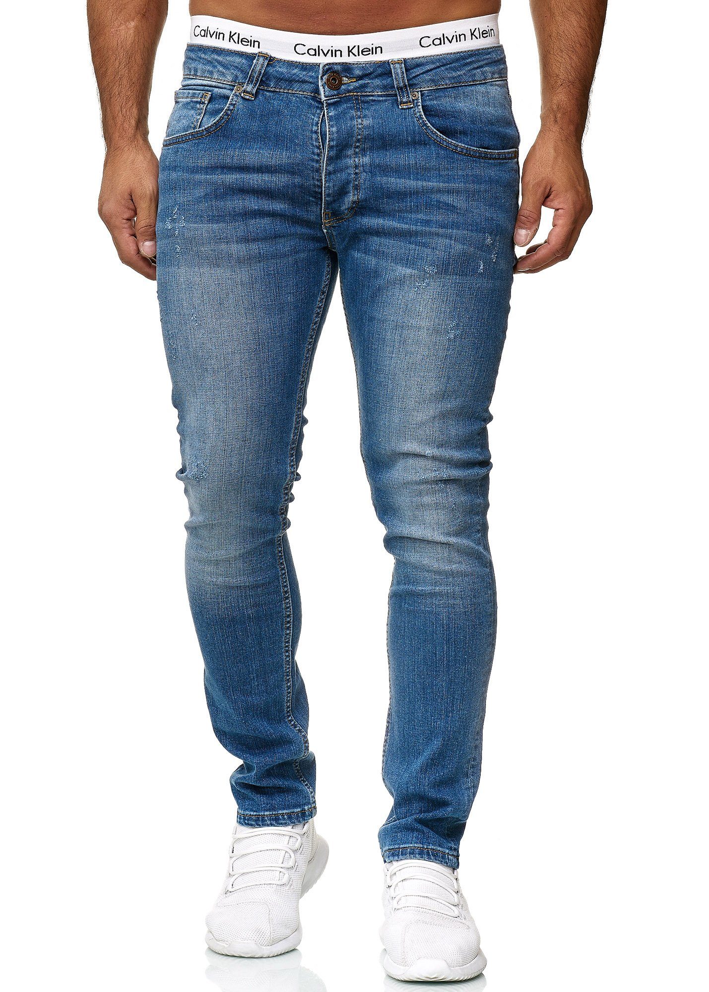 Designer Basic Hose Regular Used Skinny Blue Jeans Jeanshose Herren Code47 Skinny-fit-Jeans Fit Old Code47 601