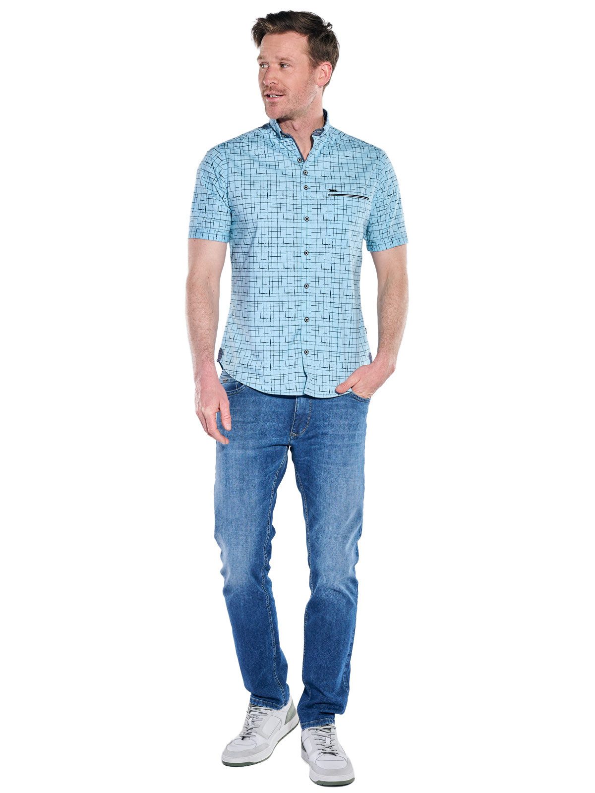 Engbers Kurzarmhemd Herren Kurzarmhemd mit Comfort-Stretch-Anteil, Marineblau