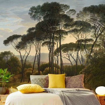 Bilderdepot24 Fototapete Wald Hendrik Voogd Landschaft Bäumen Öl Natur Landschaft Waldtapete, Glatt, Matt, (Vliestapete inkl. Kleister oder selbstklebend), Wohnzimmer Schlafzimmer Küche Flur Motivtapete Vliestapete Wandtapete