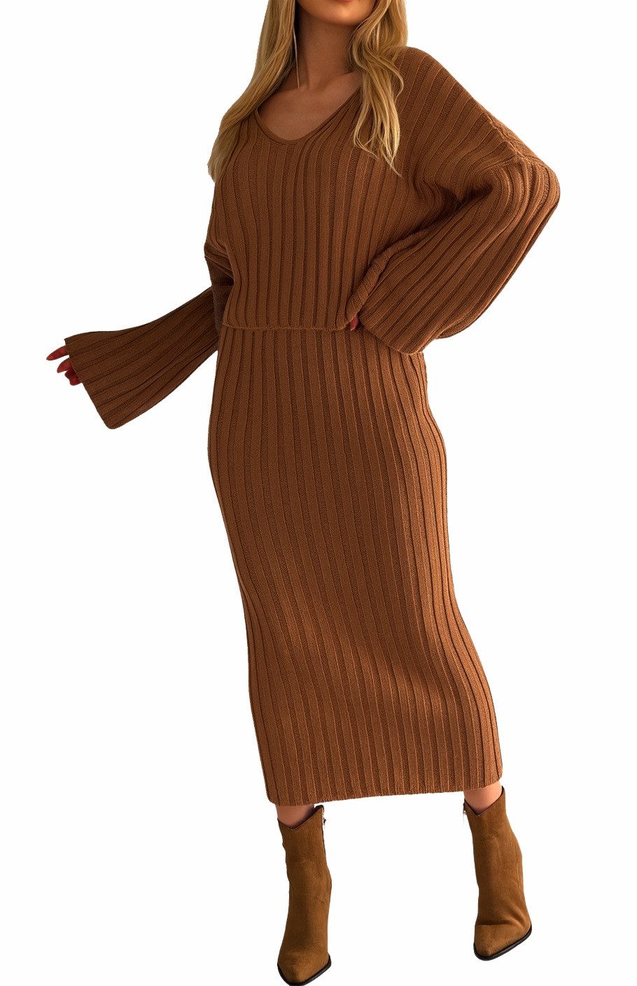 Mississhop Strickkleid Strickkleid Strickanzug Rock Pullover Damen M.3079
