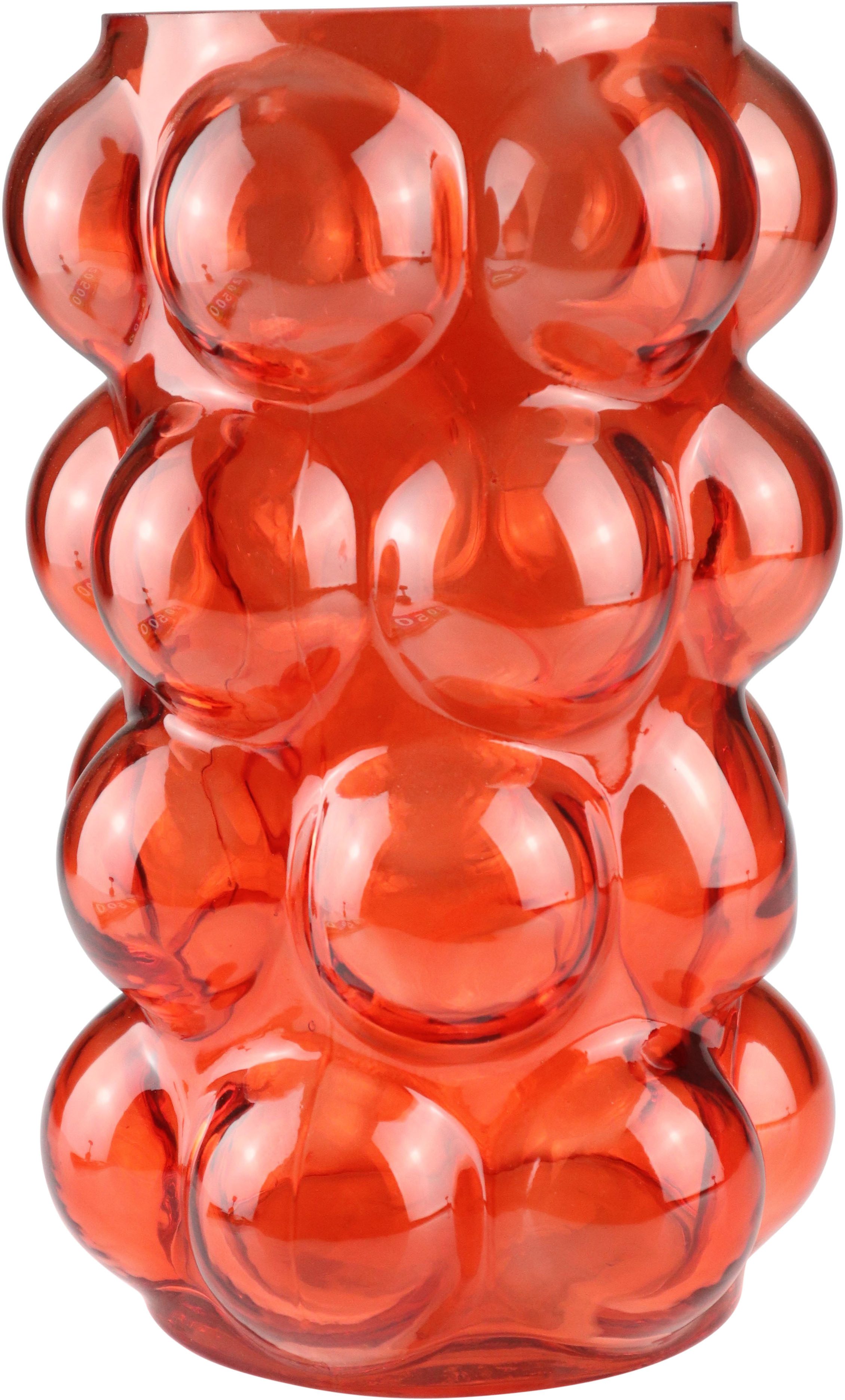 Dekovase Orangefarbene, bauchige Glasvase