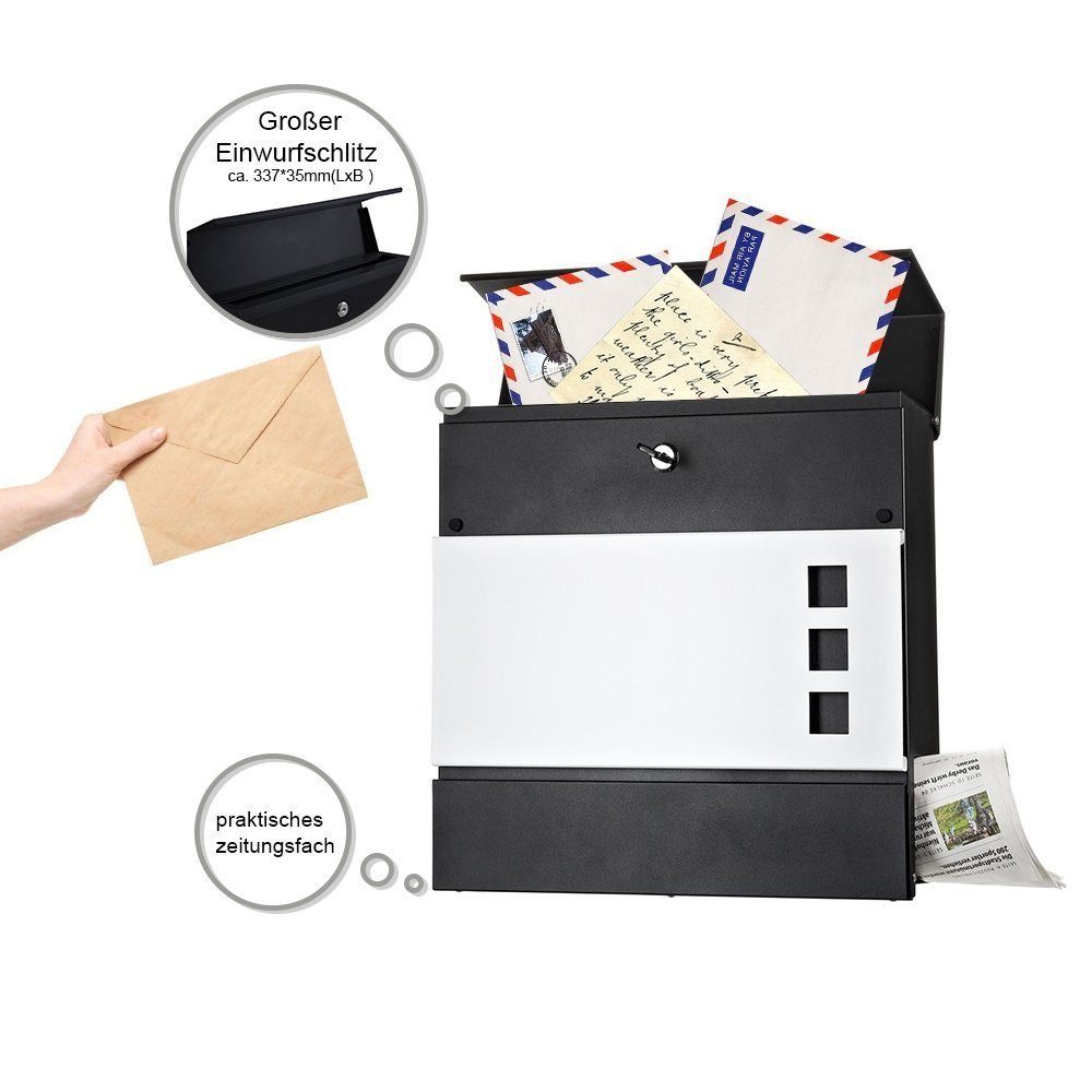 Melko Weiß (Stück), Zeitungsfach Wandbriefkasten Briefkasten Wandbriefkasten mit Mit Postkasten Zeitungsfach