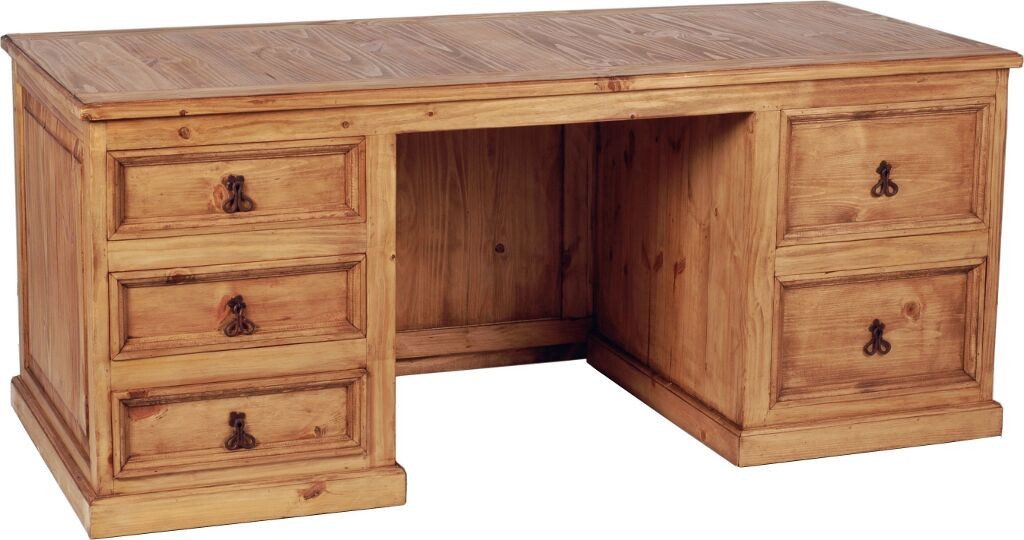 MiaMöbel Schreibtisch Mexico, aus massivem Pinienholz Honig