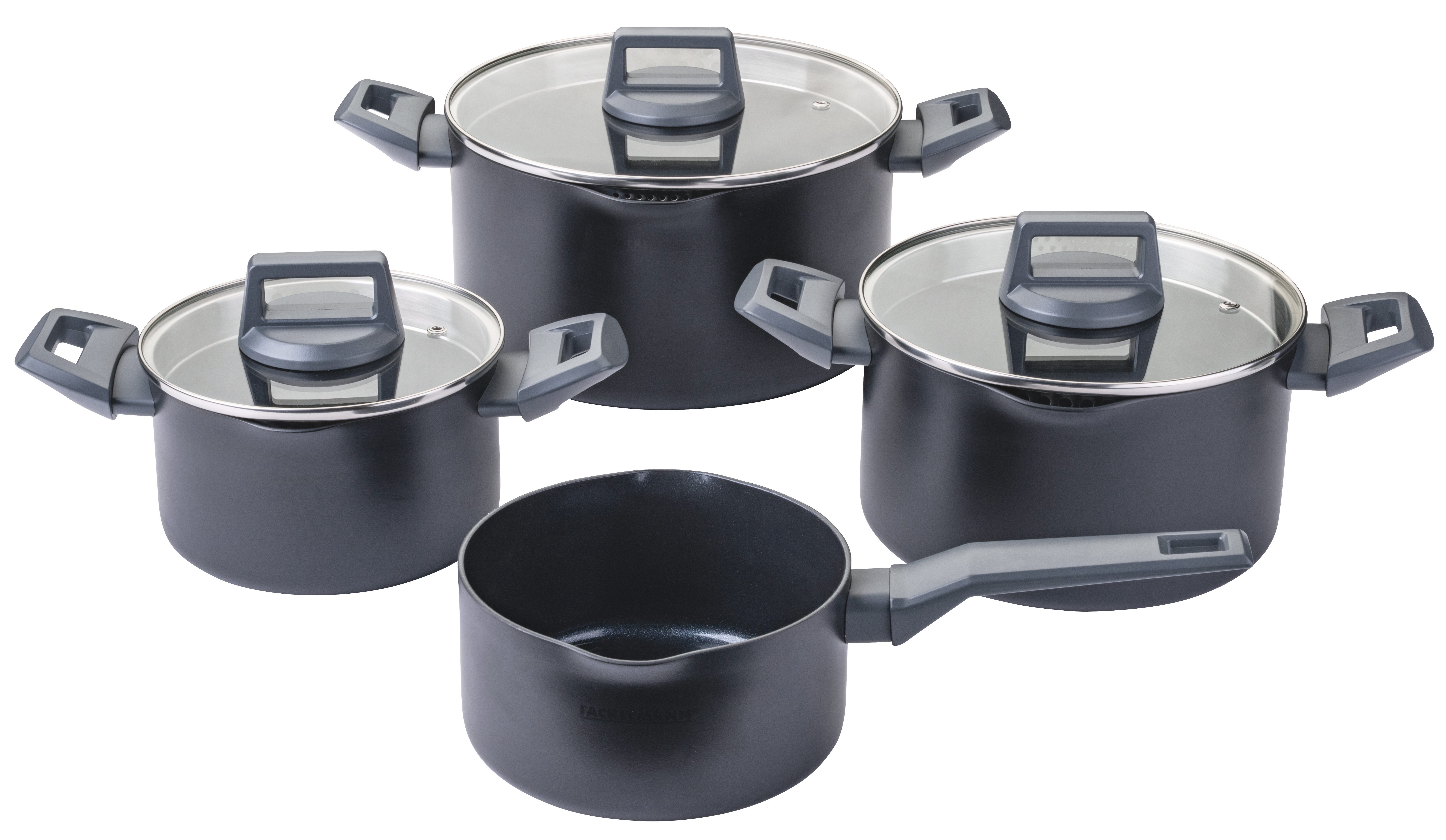 FACKELMANN Topf-Set Statement, Aluminium (Set, 7-tlg), Deckel mit Abgießfunktion