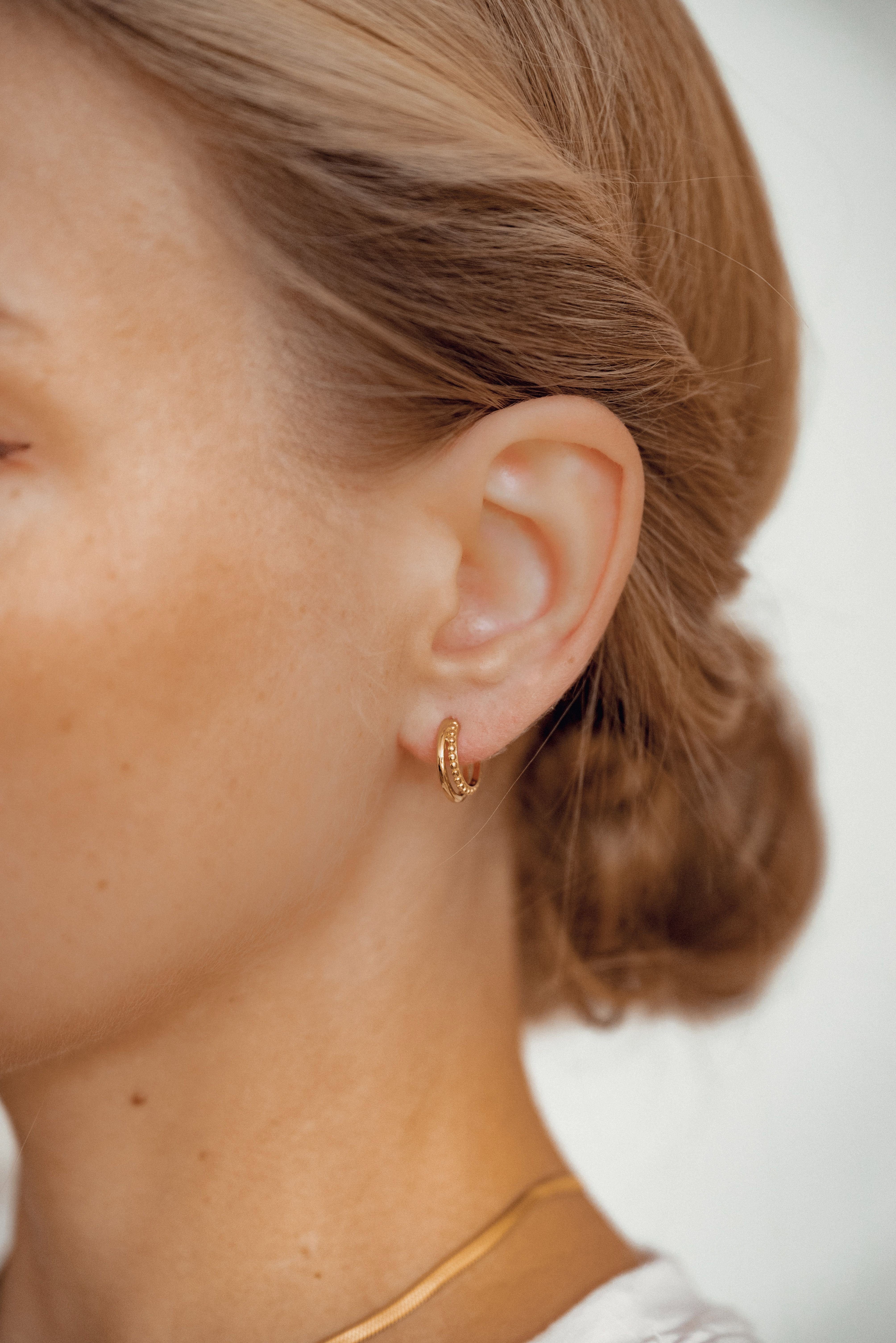 Hey Happiness Paar Ohrstecker Kugeln, Silber Creolen doppelt 18K Vergoldet, günstig online kaufen