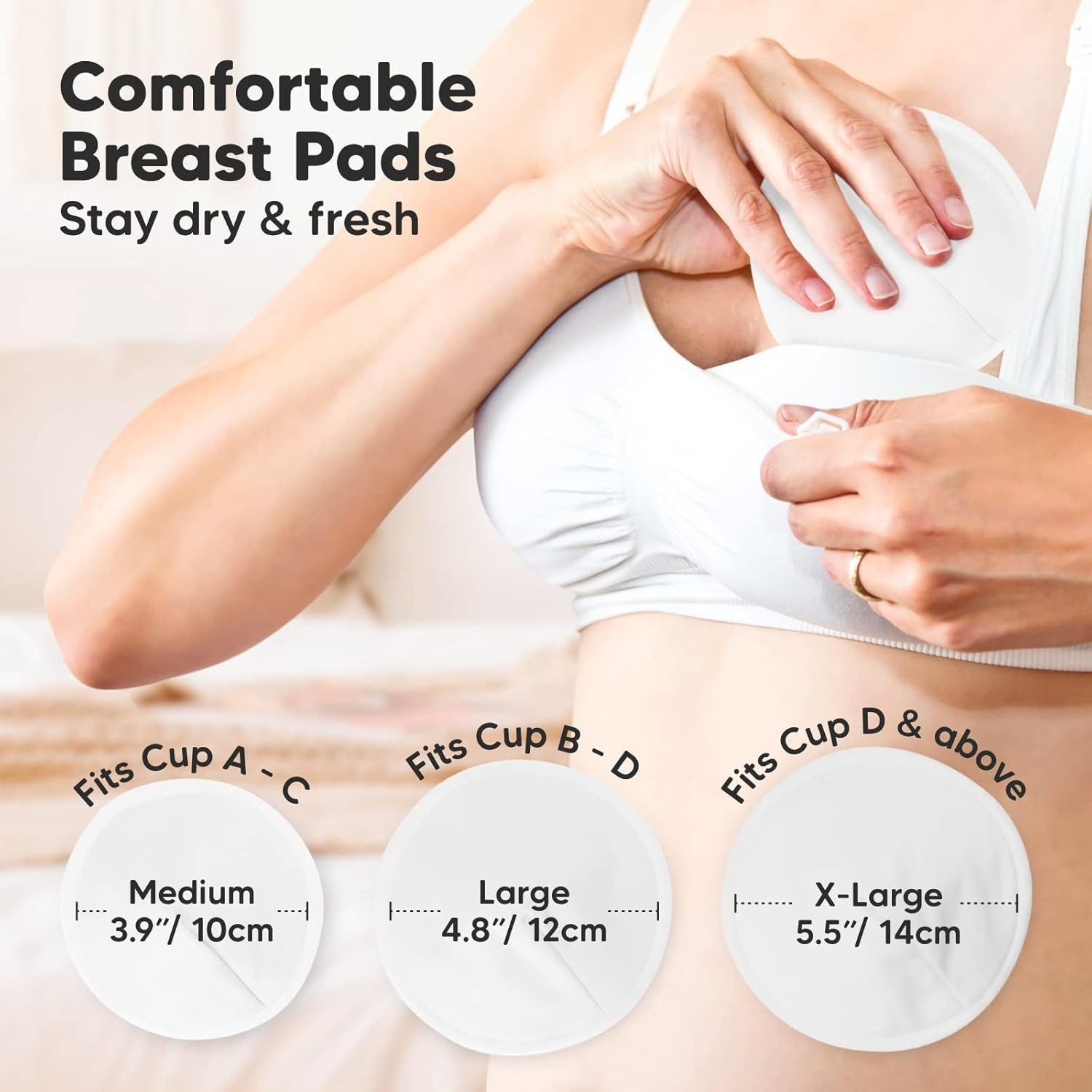 KeaBabies BH-Stilleinlagen Comfy Nursing Pads – Waschbare Bambus Stilleinlagen, 14er Set, Hohe Absorption für zuverlässigen Schutz vor auslaufender Muttermilch, L Gr., 14-St., Ultra-saugfähige, weiche & wiederverwendbare Stilleinlagen
